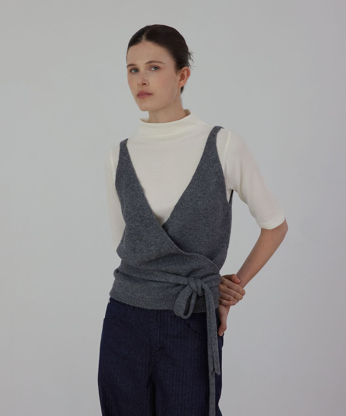 퀸스래빗(Q'SRB) Camisole Layered Knit Bustier