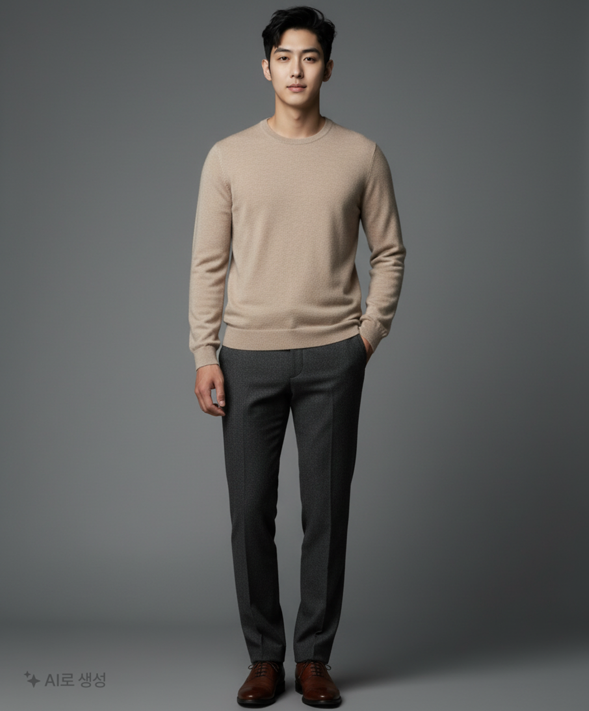 올젠(OLZEN) 프리미엄 캐시미어 크루넥 스웨터_BE 110