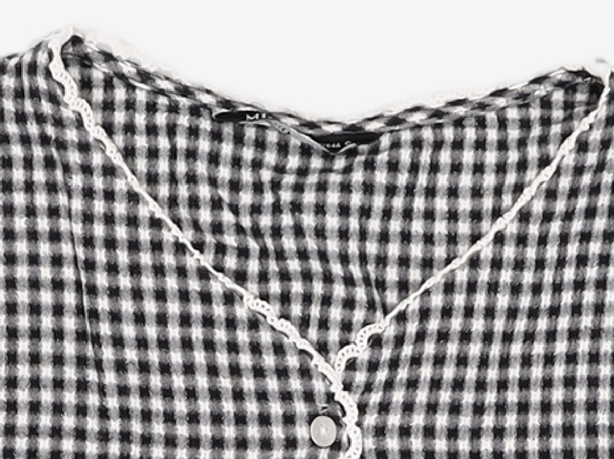 미쏘(MIXXO) 가디건형 고방체크 블라우스 MIWBWC502G S