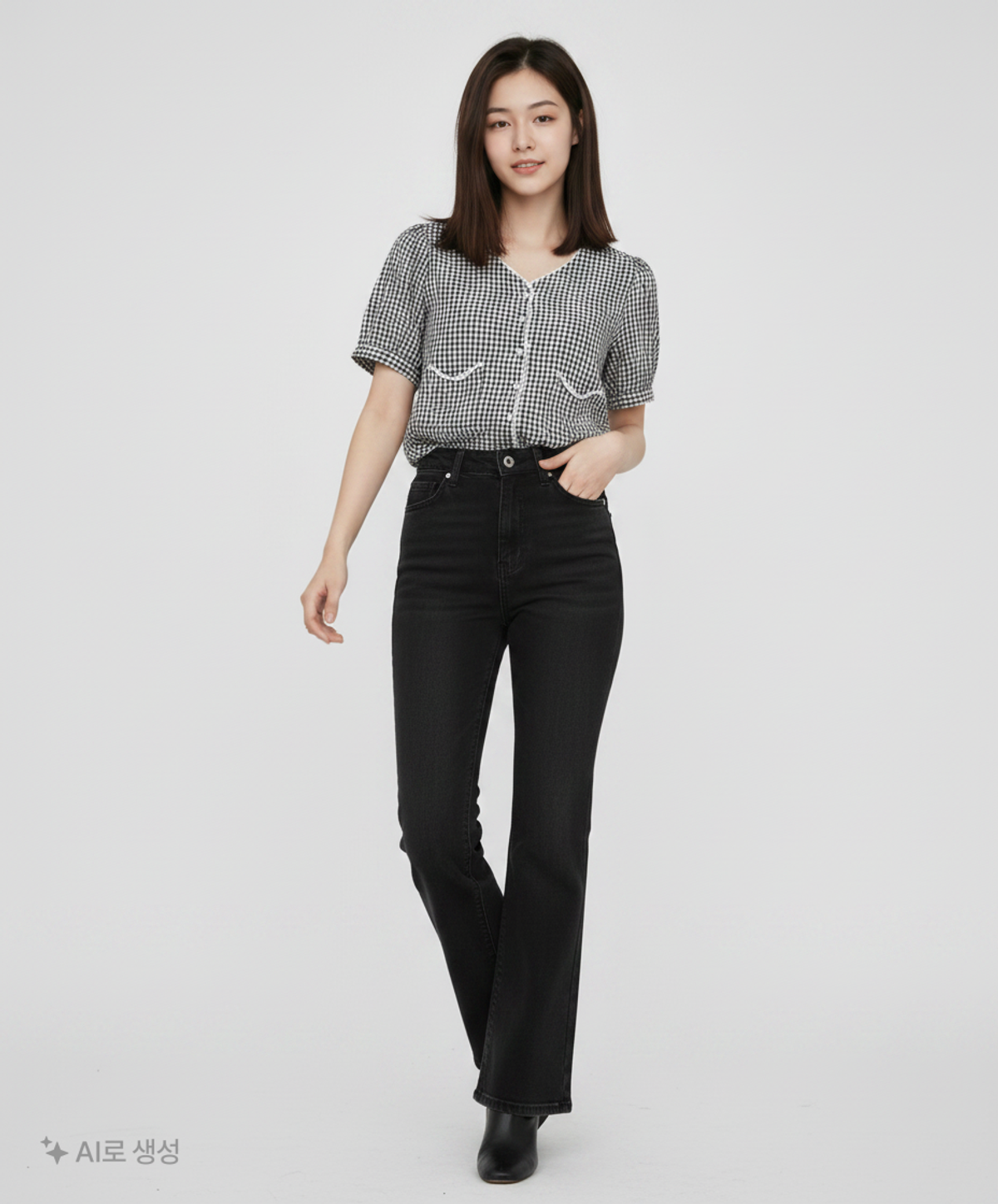 미쏘(MIXXO) 가디건형 고방체크 블라우스 MIWBWC502G S
