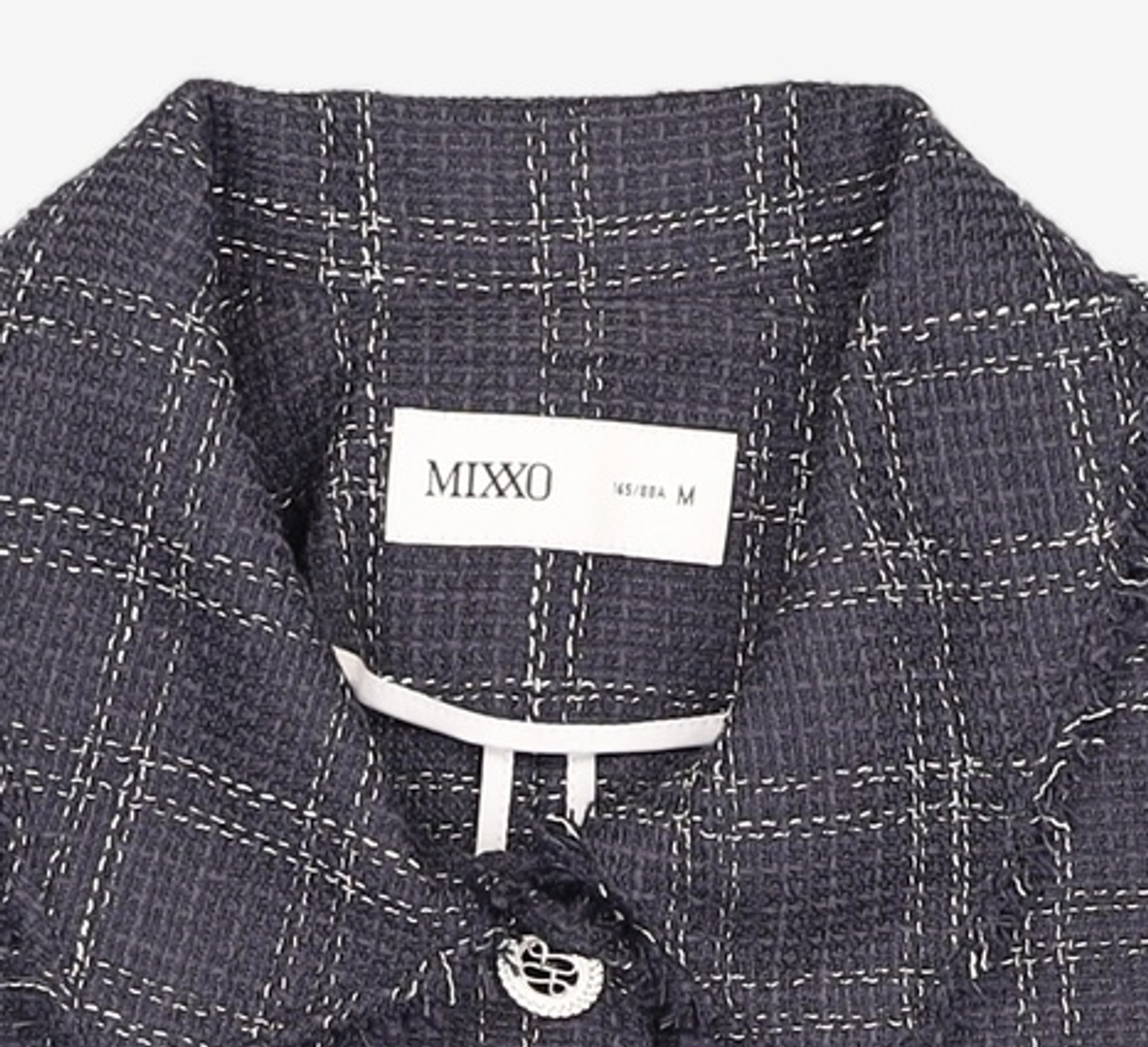 미쏘(MIXXO) 스탠카라 반팔 트위드 자켓_MIWJKD502G M