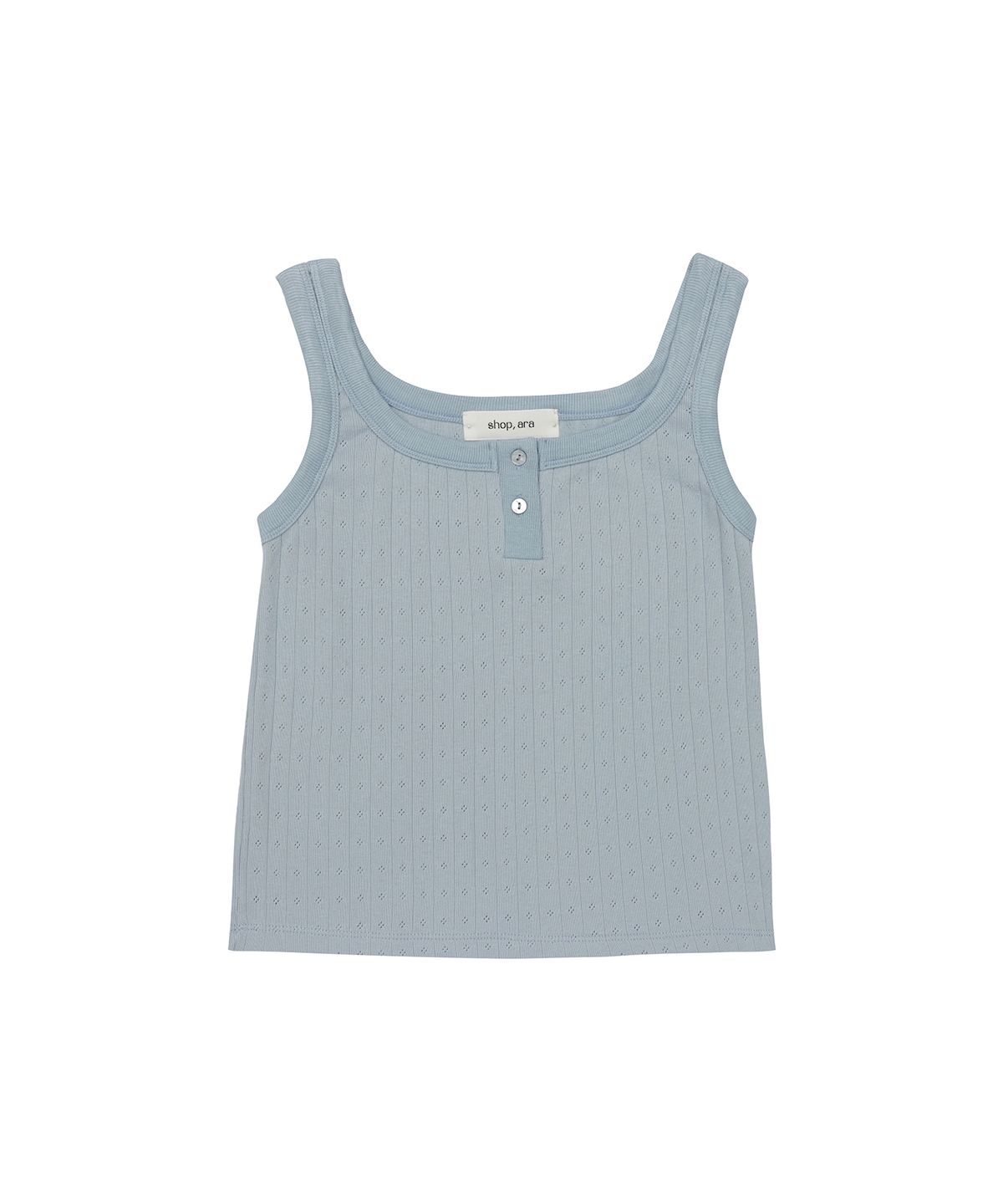 샵아라(SHOP,ARA) 자카드 헨리넥 슬리브리스_라이트블루