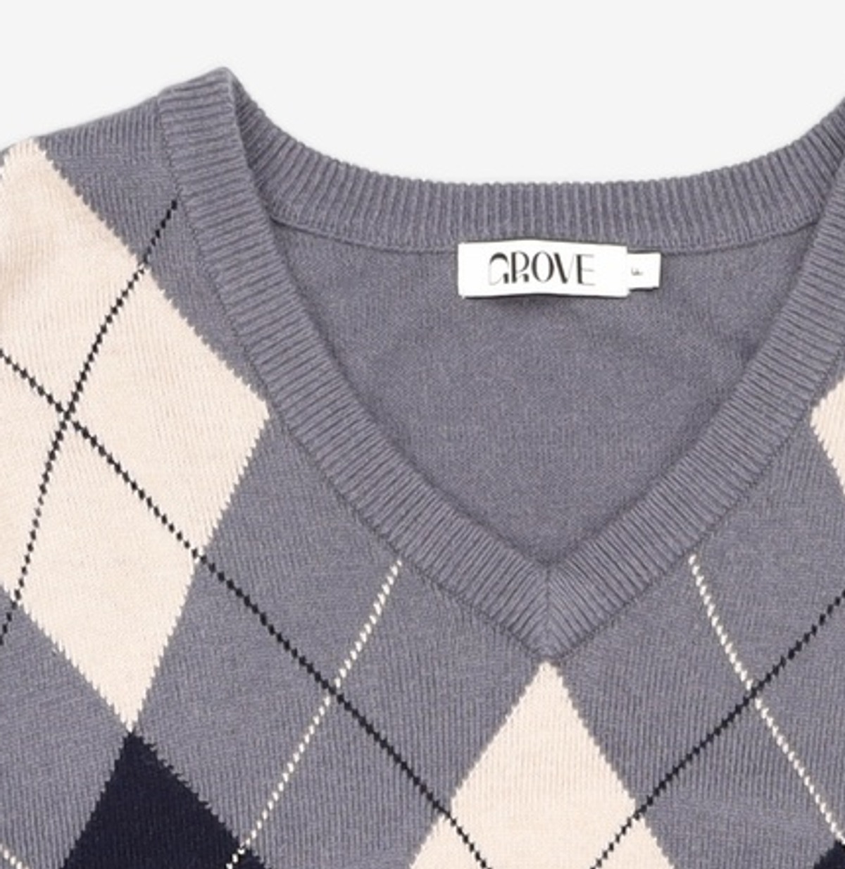 그로브(GROVE) MOMO ARGYLE KNIT (BLUE) FREE