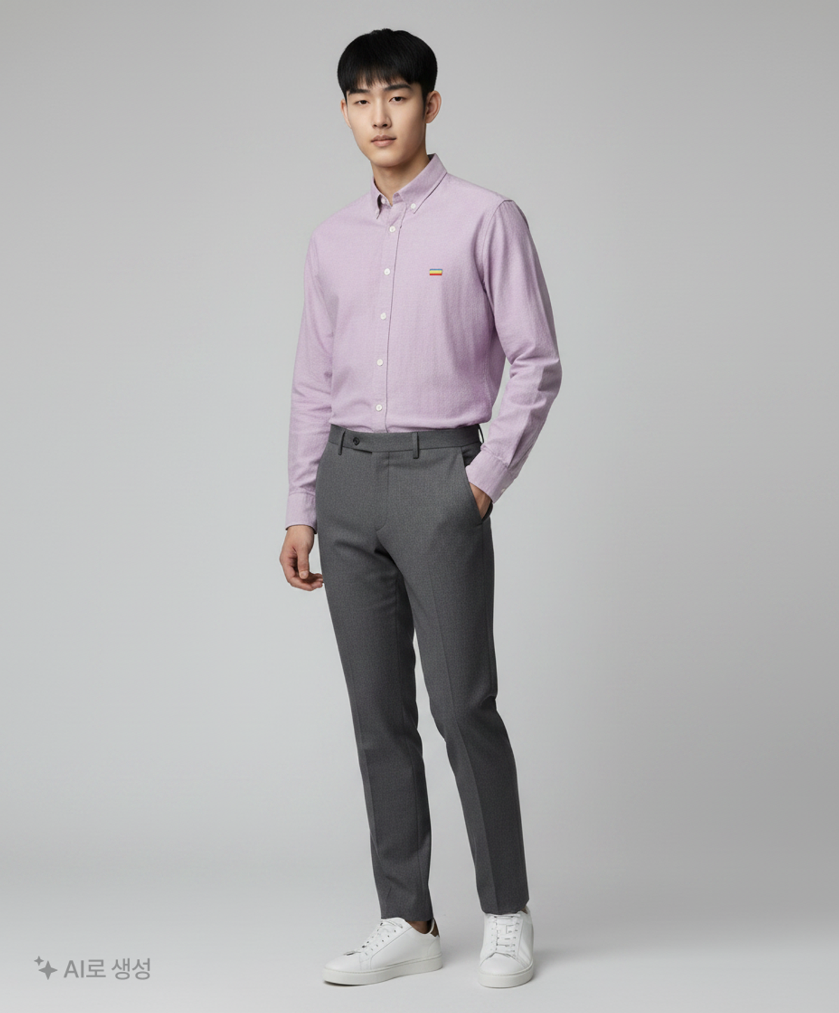 폴라로이드(POLAROID) 세미오버핏 옥스포드 셔츠 PURPLE S