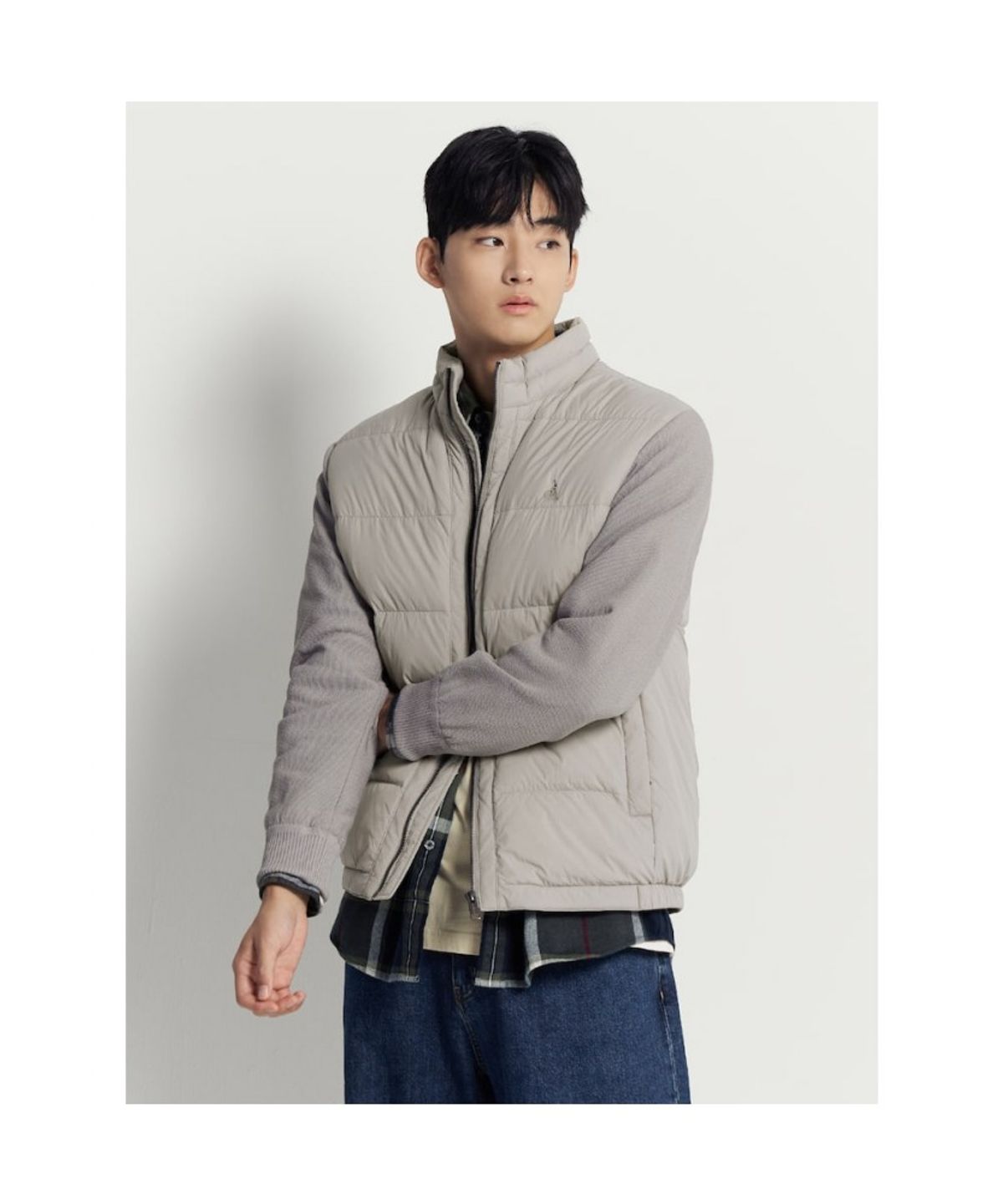 빈폴 멘(BEANPOLE MEN) 니트소매 구스 다운  베이지