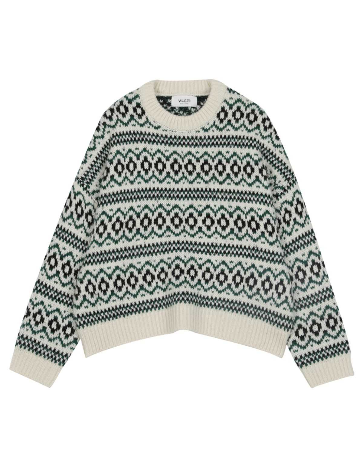 블레티(VLETI) Wool Pattern Round Knit (Cream)