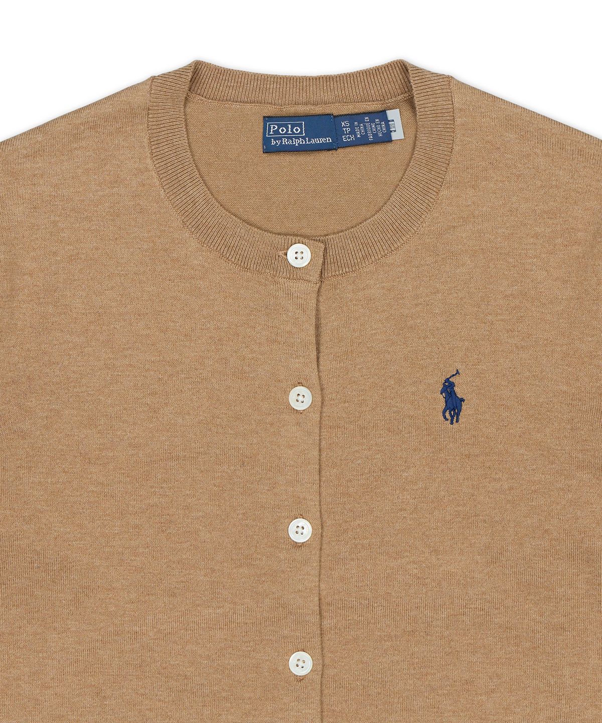 폴로 랄프 로렌(POLO RALPH LAUREN) 코튼 크루넥 카디건-미디움 베이지
