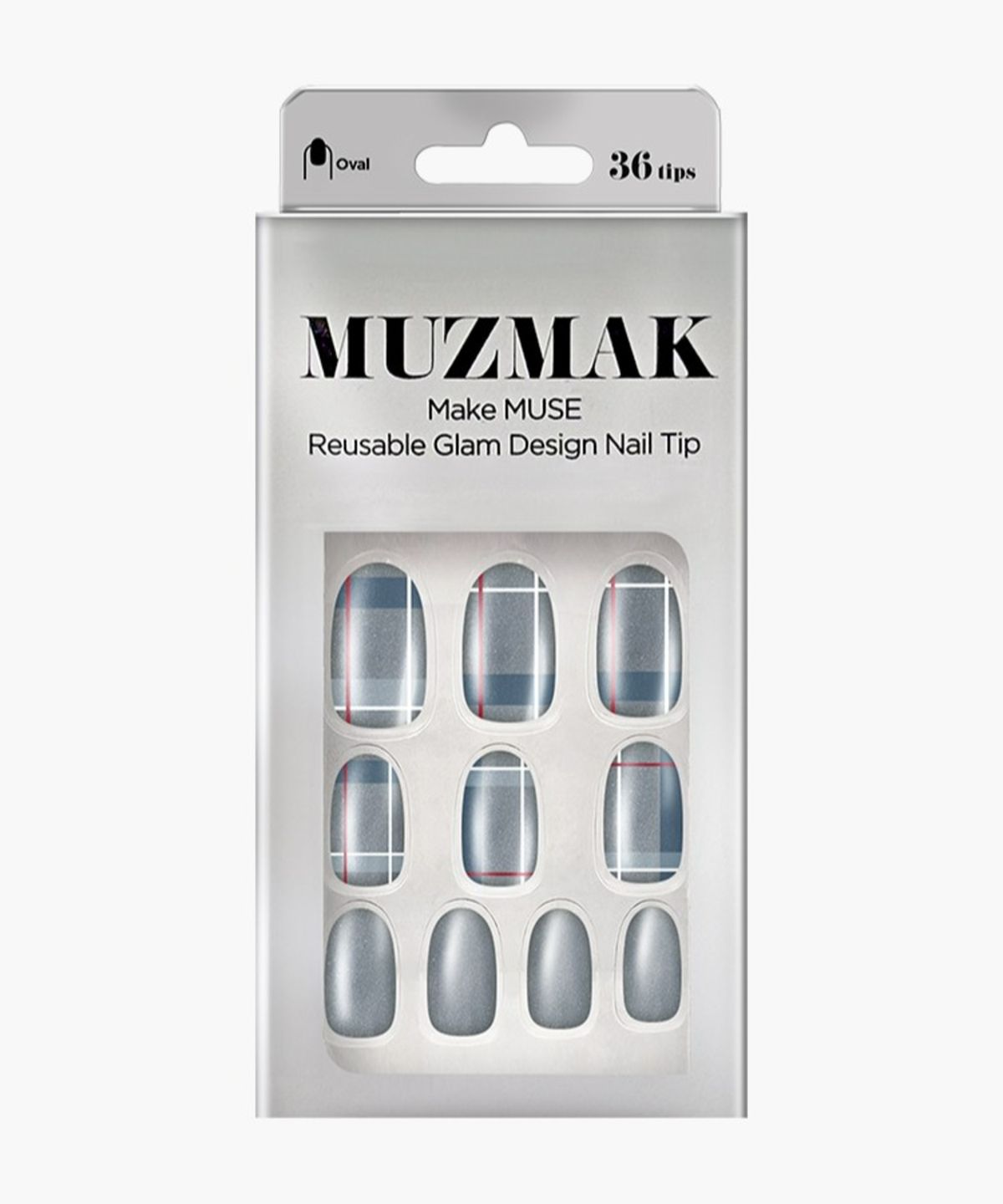 뮤즈마크(MUZMAK) 네일팁 글램 어반 그리드 오발 셀프네일