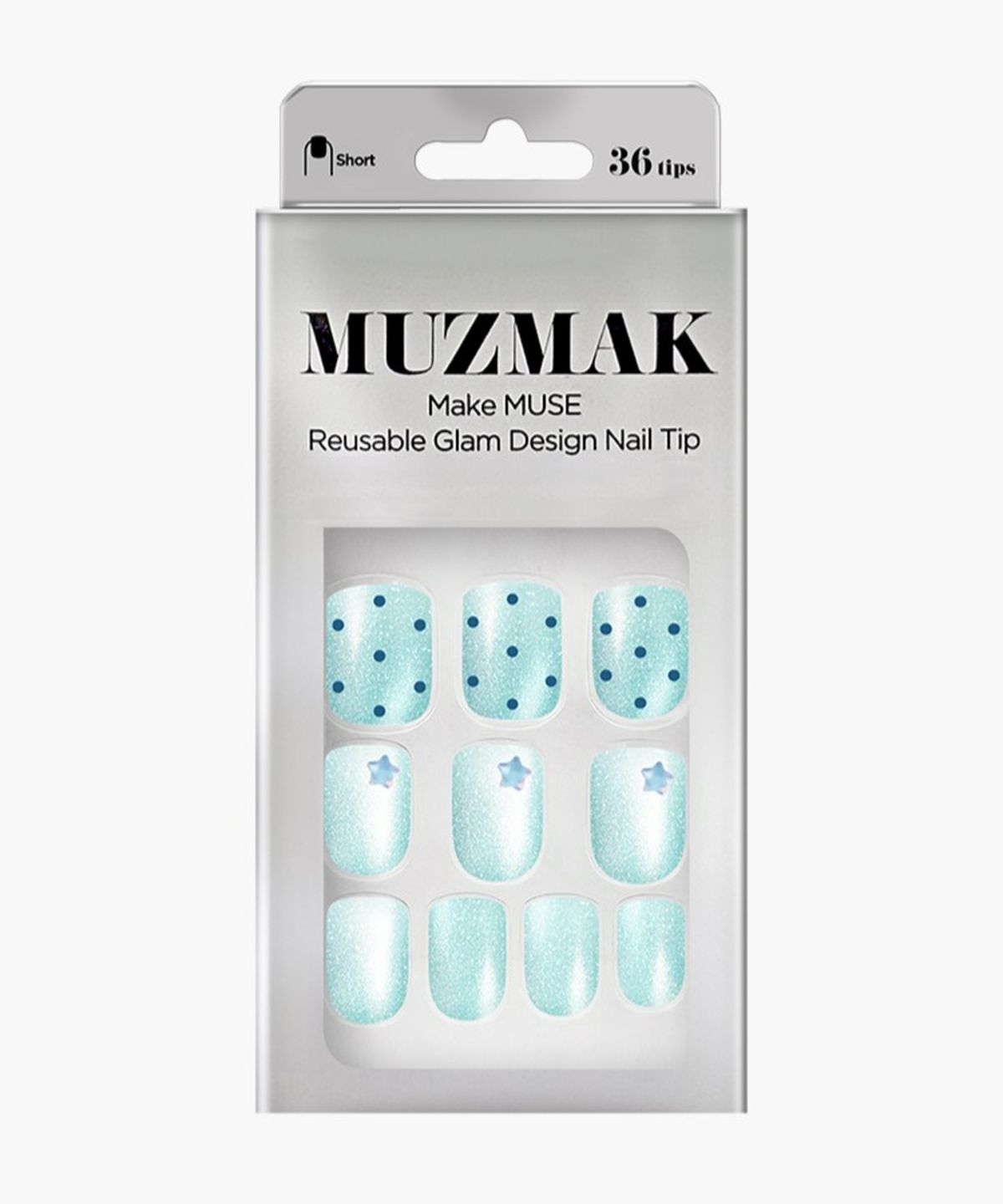 뮤즈마크(MUZMAK) 네일팁 글램 프로스티 숏 셀프네일