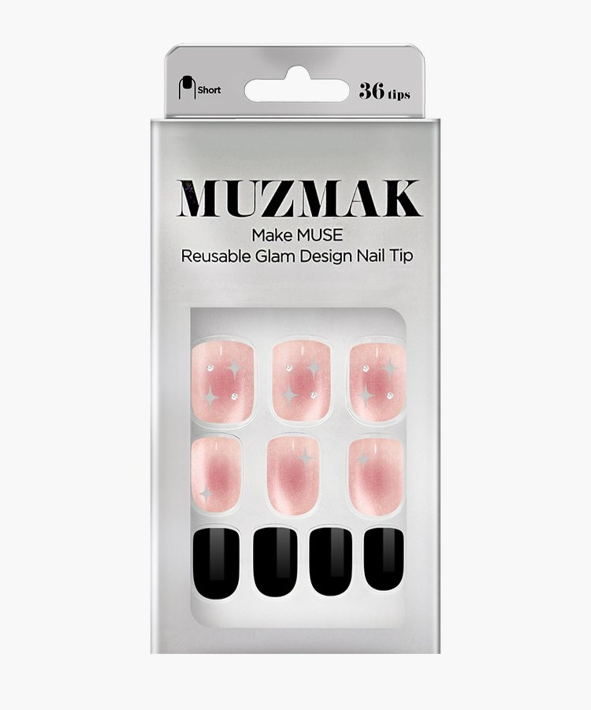 뮤즈마크(MUZMAK) 네일팁 글램 딥 모브 숏 셀프네일