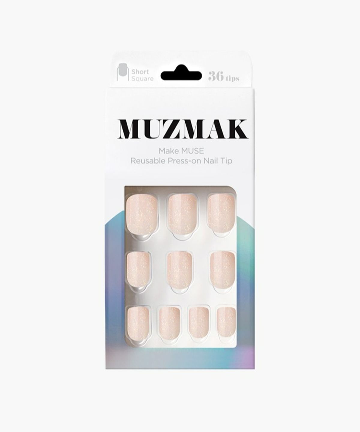 뮤즈마크(MUZMAK) 리유저블 네일팁 피치 글리터(숏 스퀘어)