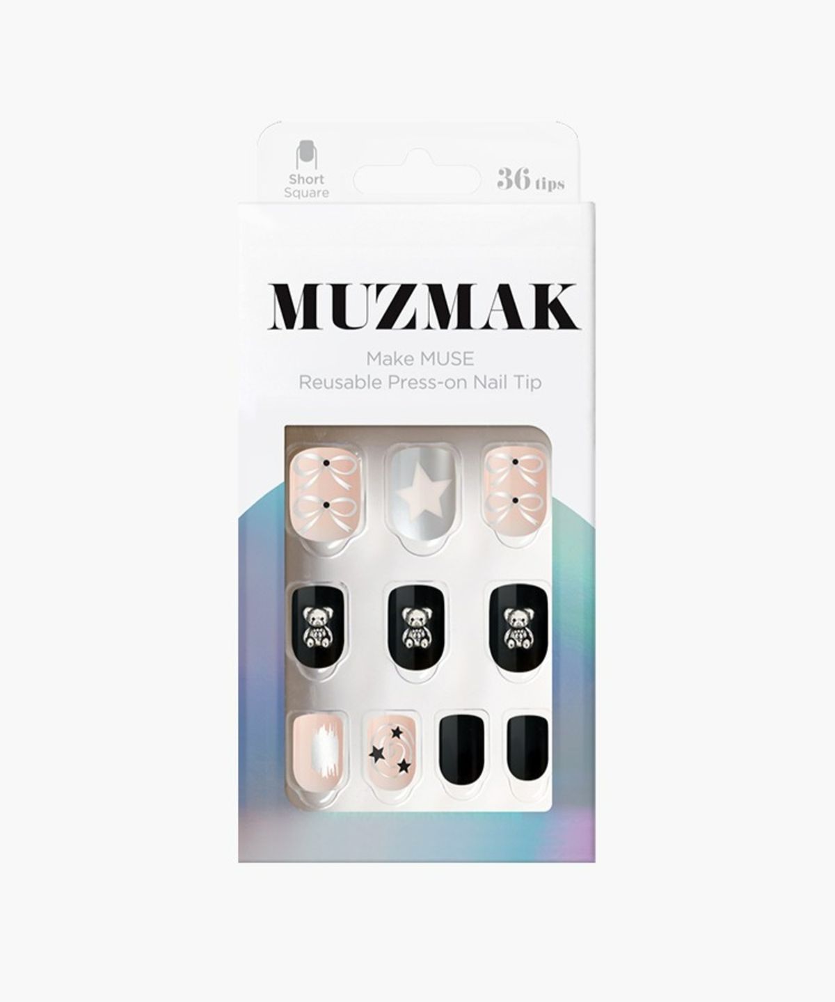 뮤즈마크(MUZMAK) 리유저블 네일팁 그런지 베어(숏 스퀘어)