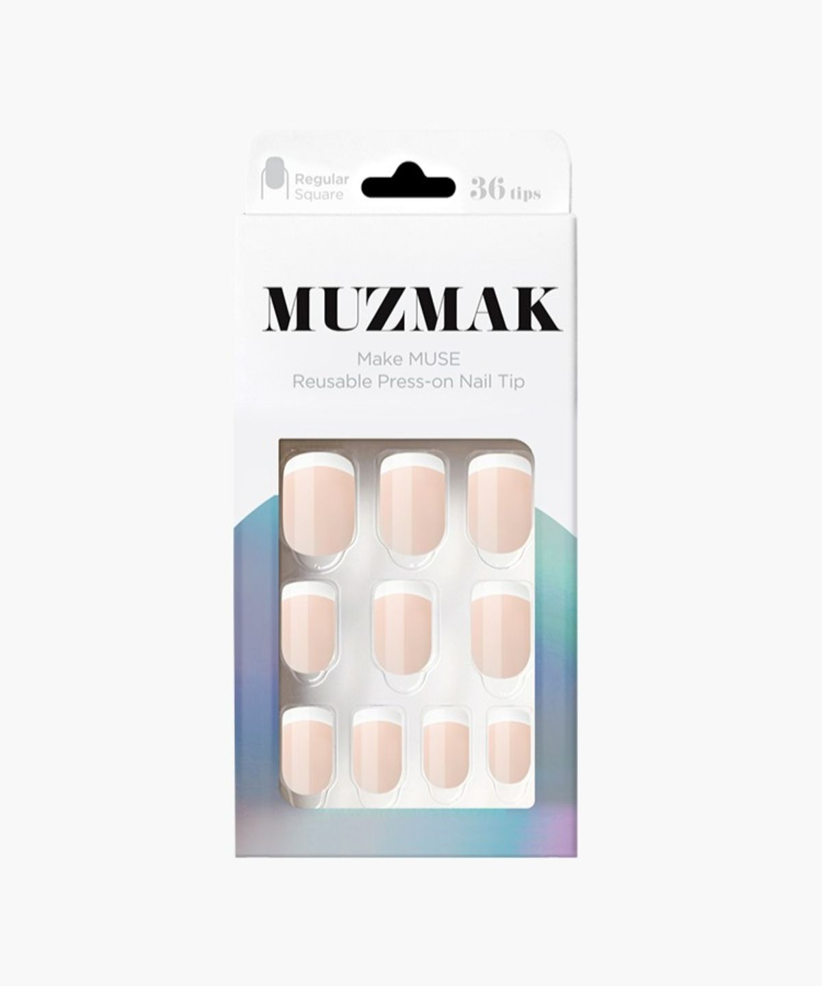 뮤즈마크(MUZMAK) 리유저블 네일팁 화이트 씬(레귤러 스퀘어)