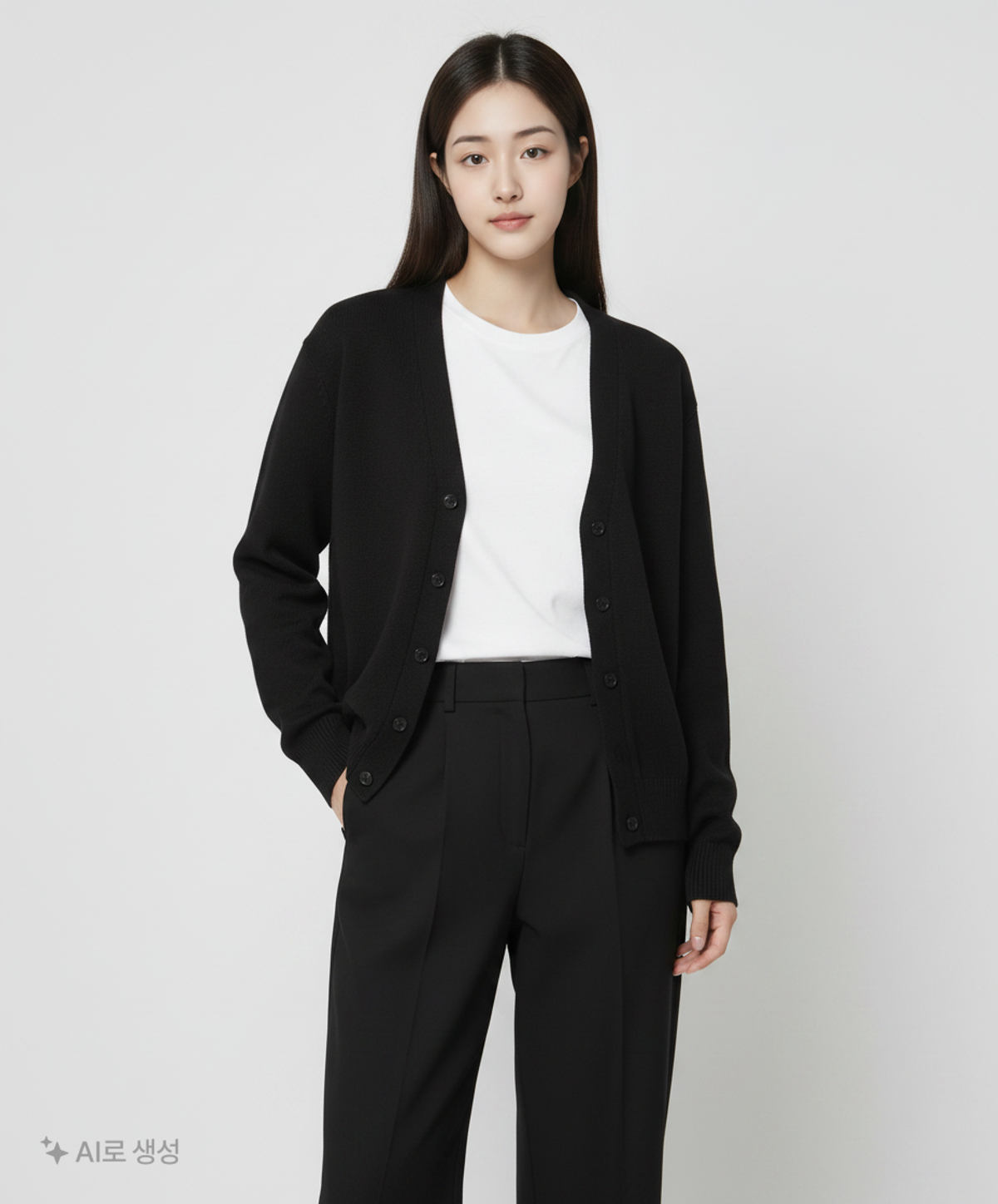 커스텀어클락(COSTUME O’CLOCK) [리뉴얼ver.] 소프트 베이직 브이넥 가디건 블랙 COOSCD001BLACK S