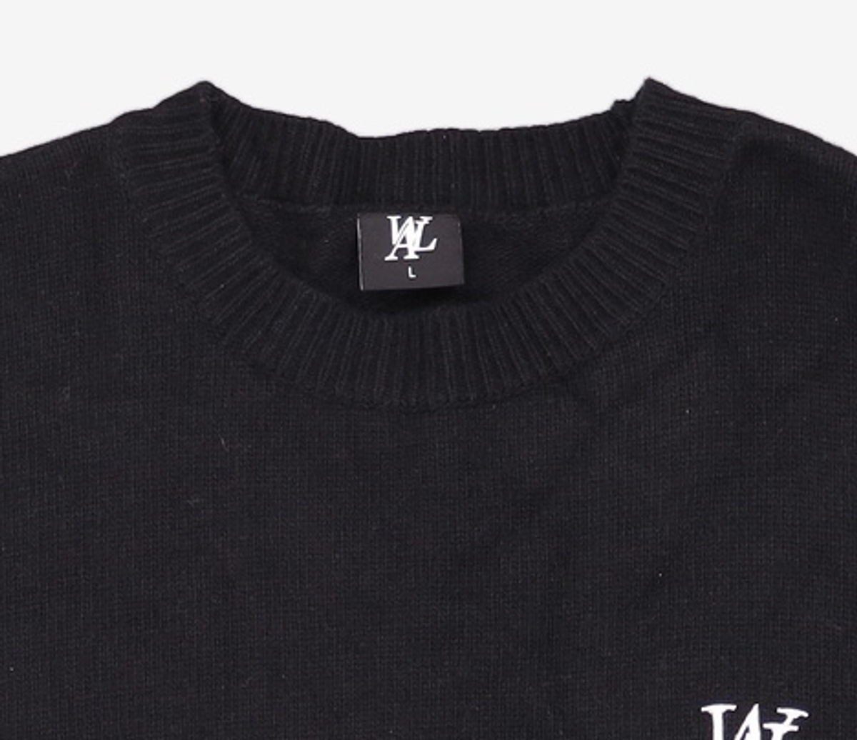 우알롱(WOOALONG) Signature loose fit basic knit - BLACK L