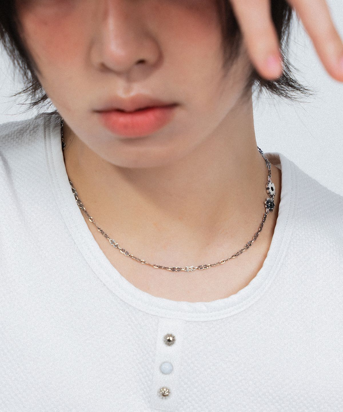 그레이노이즈(GRAYNOISE) Clover Lace Cubic Necklace BK (925 Silver)