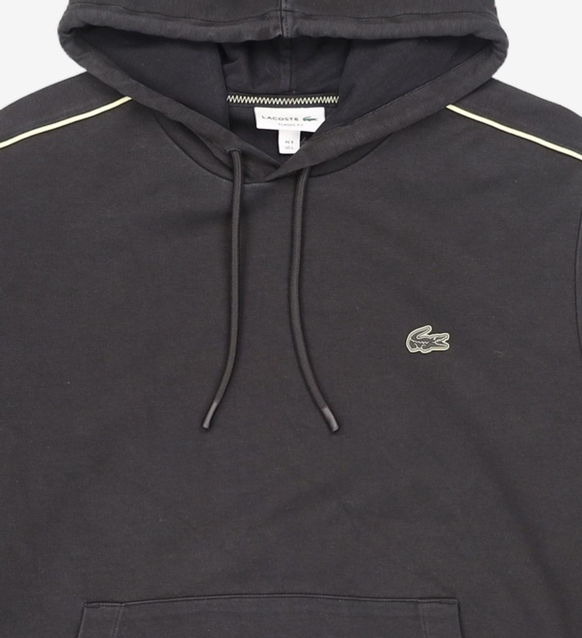 라코스테(LACOSTE) 남성 ACTIVE 배색 디테일 후드 티셔츠 [블랙] S