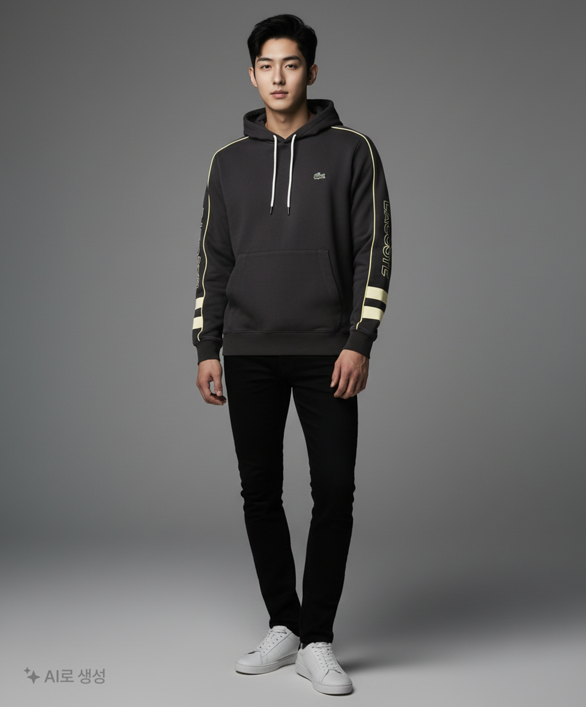 라코스테(LACOSTE) 남성 ACTIVE 배색 디테일 후드 티셔츠 [블랙] S