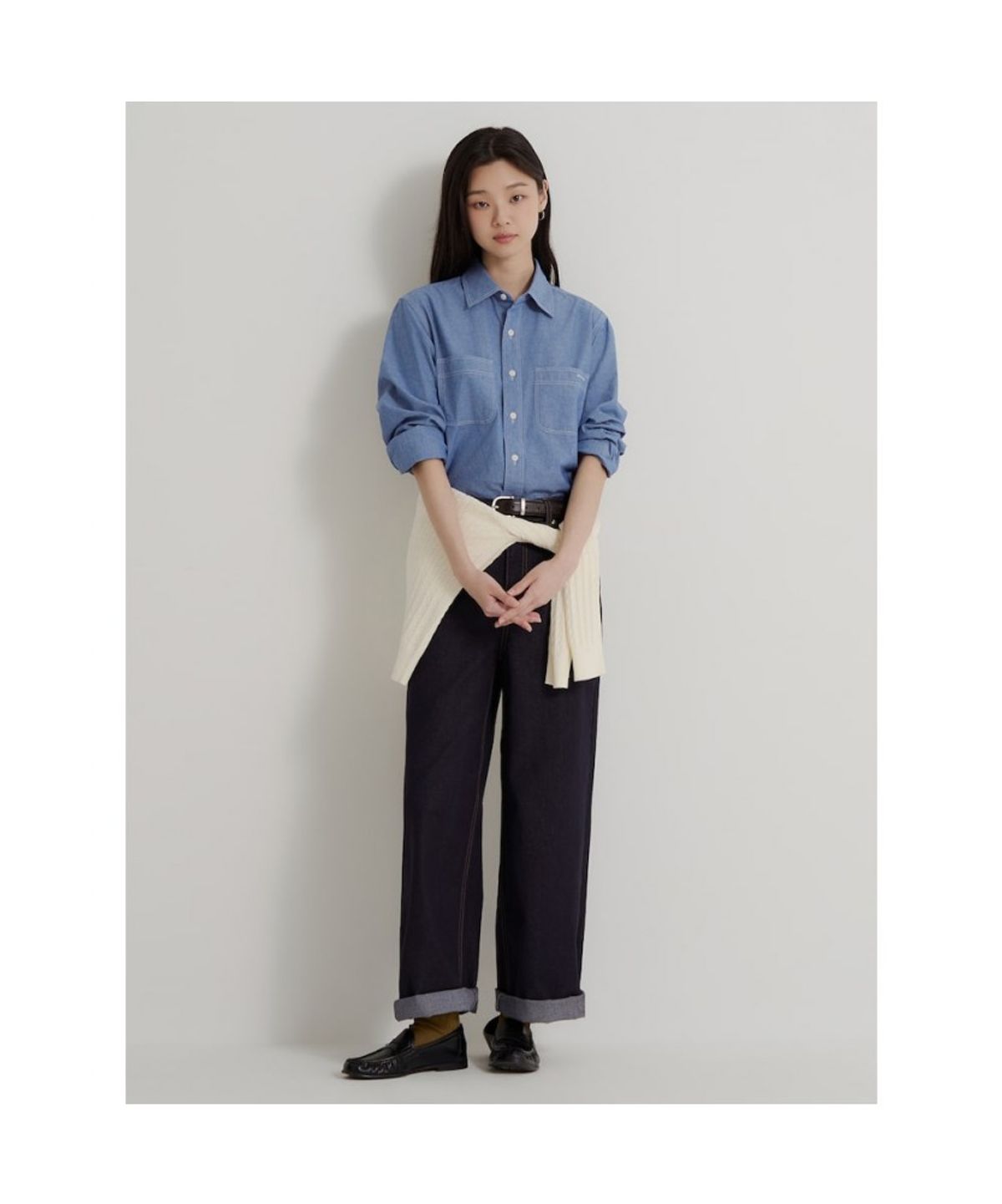 빈폴 멘(BEANPOLE MEN) [Essential] 샴브레이 셔츠 - 블루