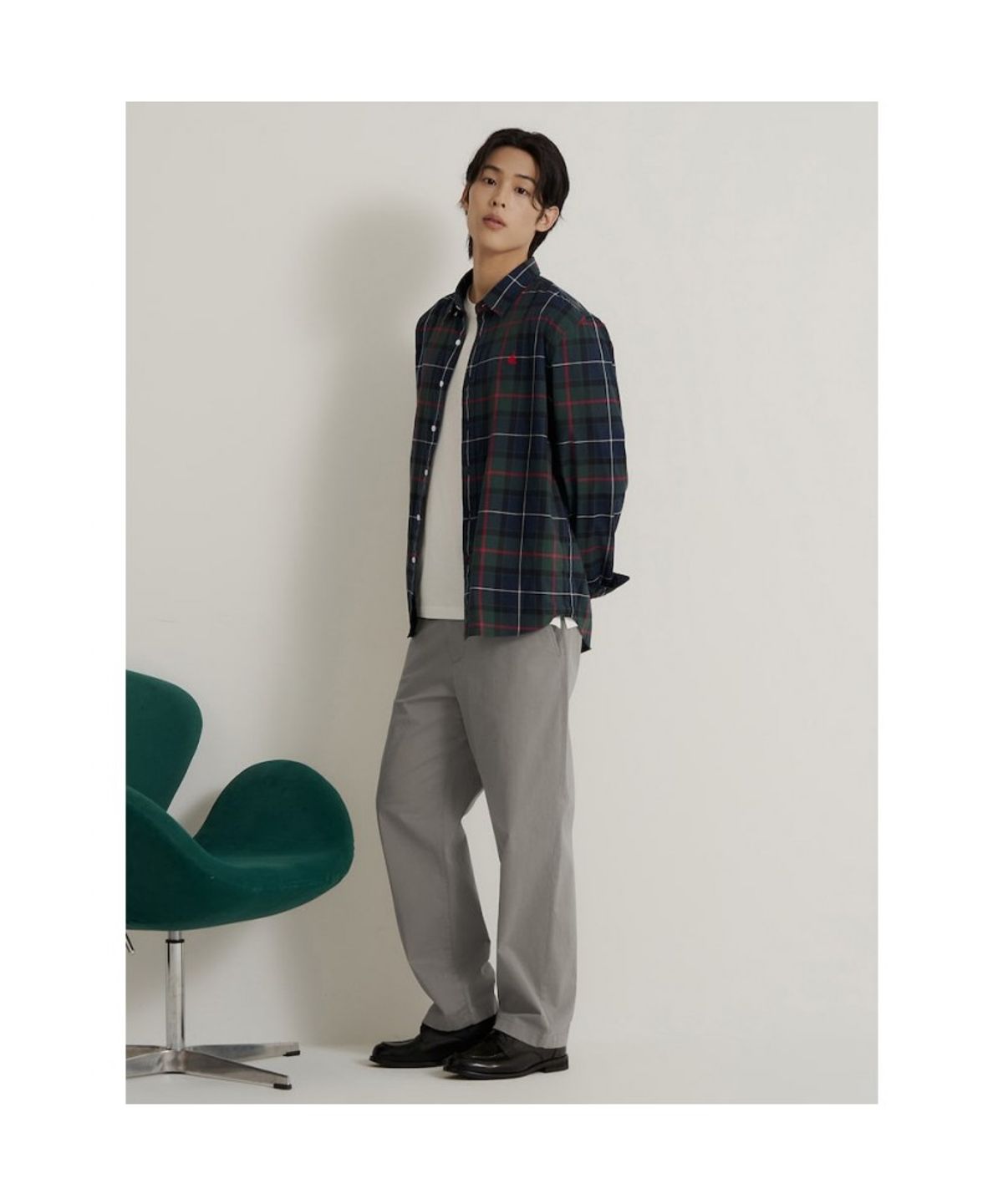 빈폴 멘(BEANPOLE MEN) [Essential] 헤릿 체크 셔츠 - 그린