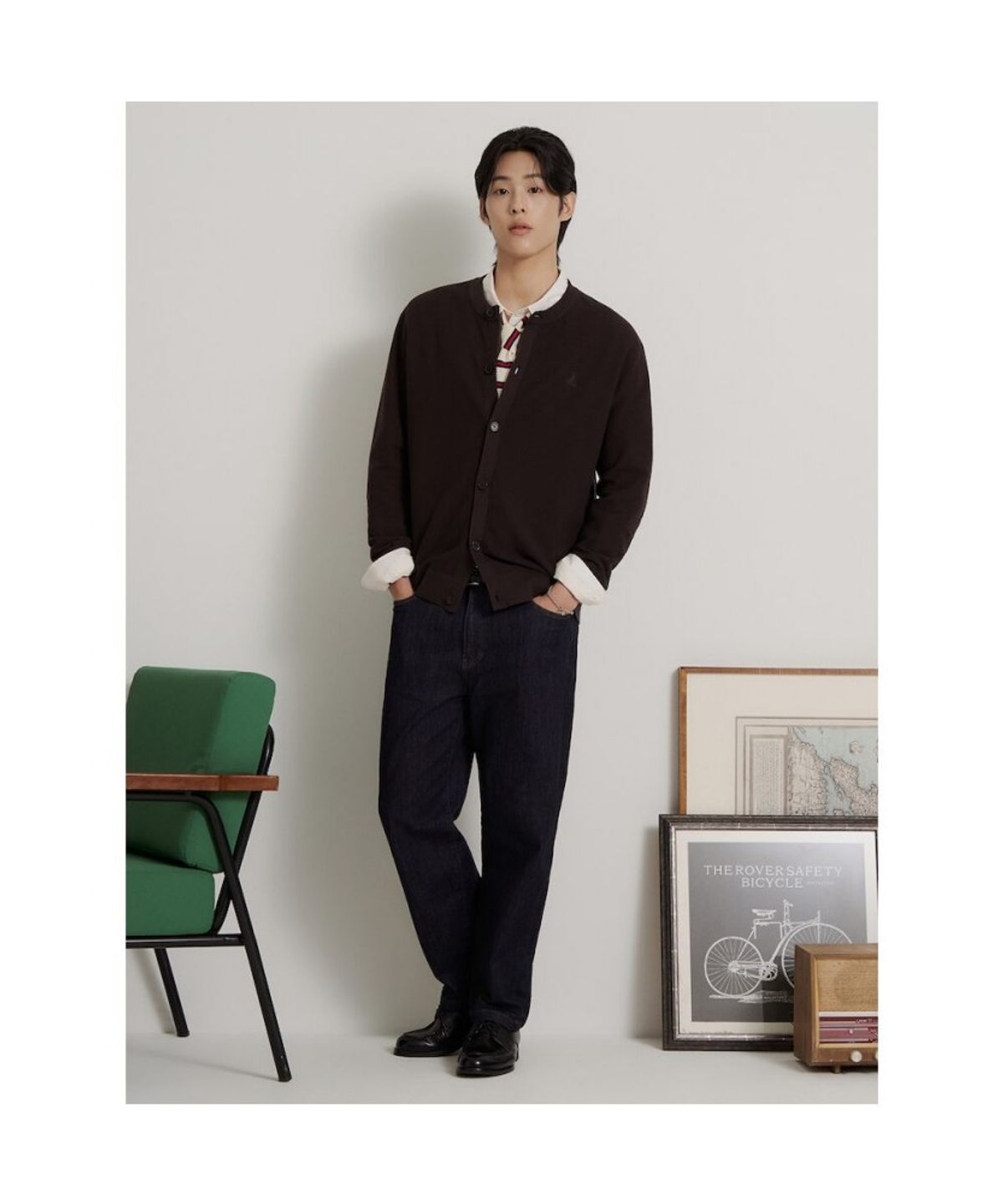 빈폴 멘(BEANPOLE MEN) [Essential] 텍스처 라운드 카디건 - 브라운
