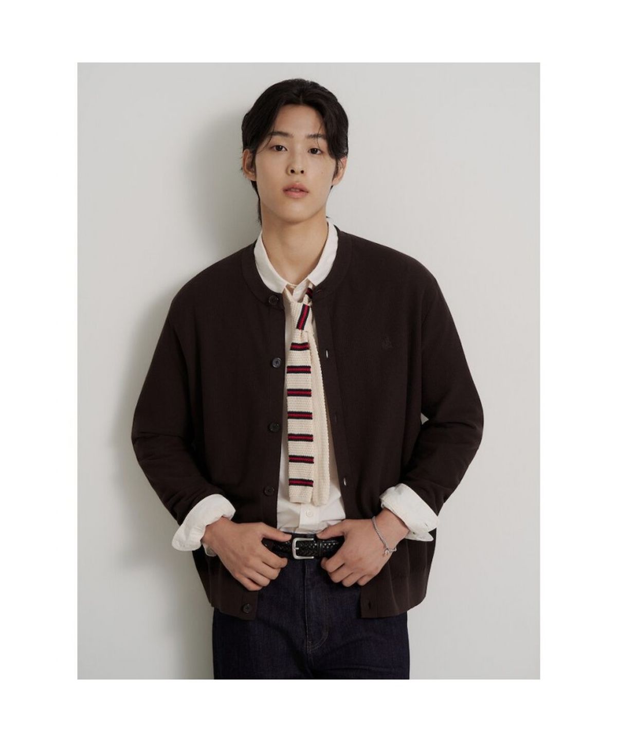 빈폴 멘(BEANPOLE MEN) [Essential] 텍스처 라운드 카디건 - 브라운