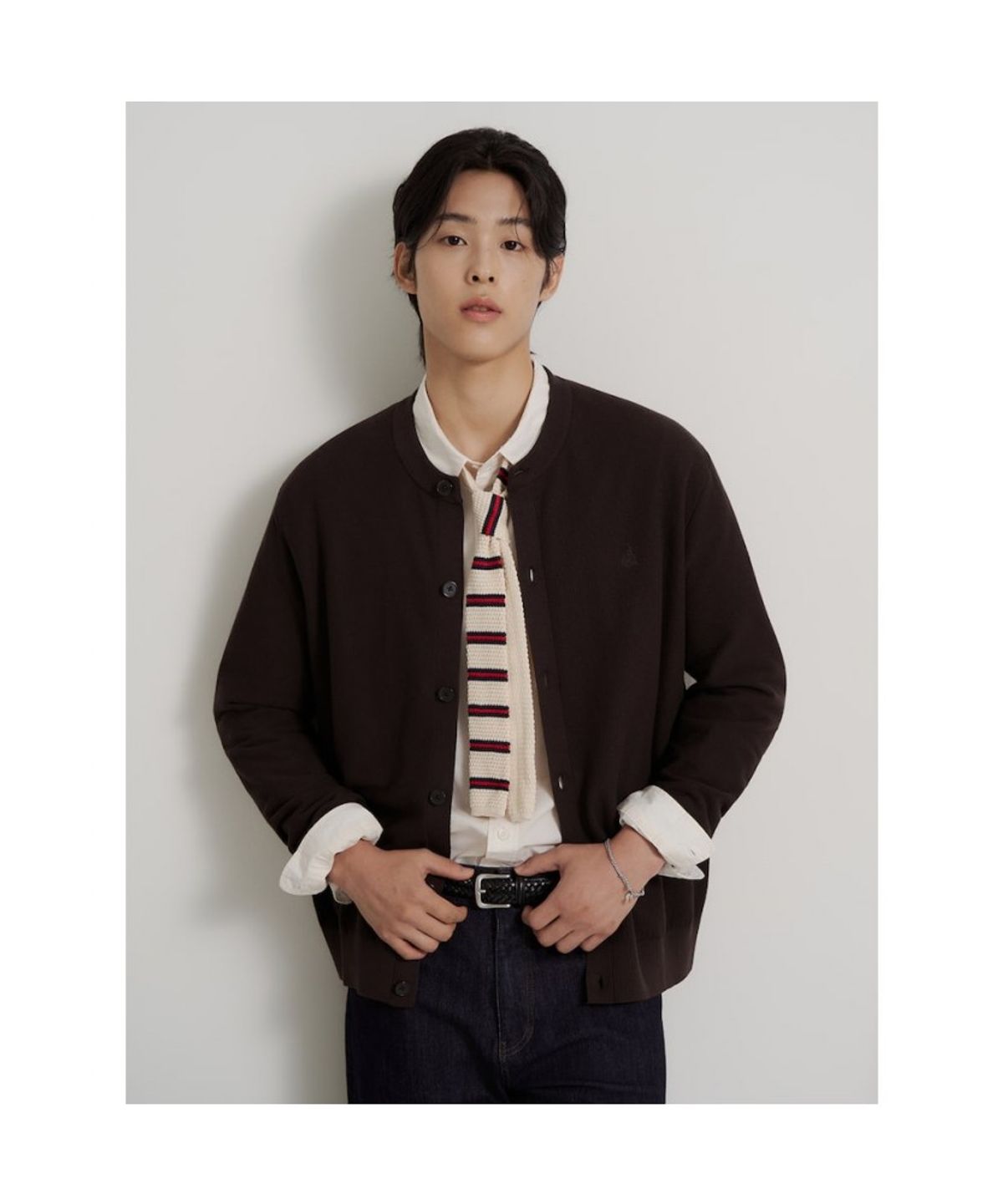 빈폴 멘(BEANPOLE MEN) [Essential] 텍스처 라운드 카디건 - 브라운