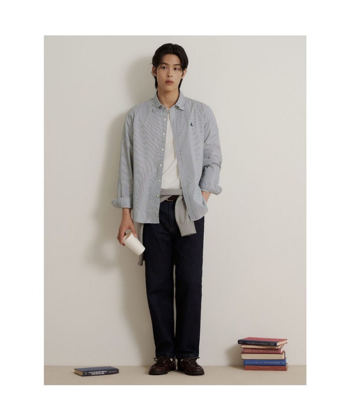 빈폴 멘(BEANPOLE MEN) [Essential] 플레인 스트라이프 셔츠 - 카키