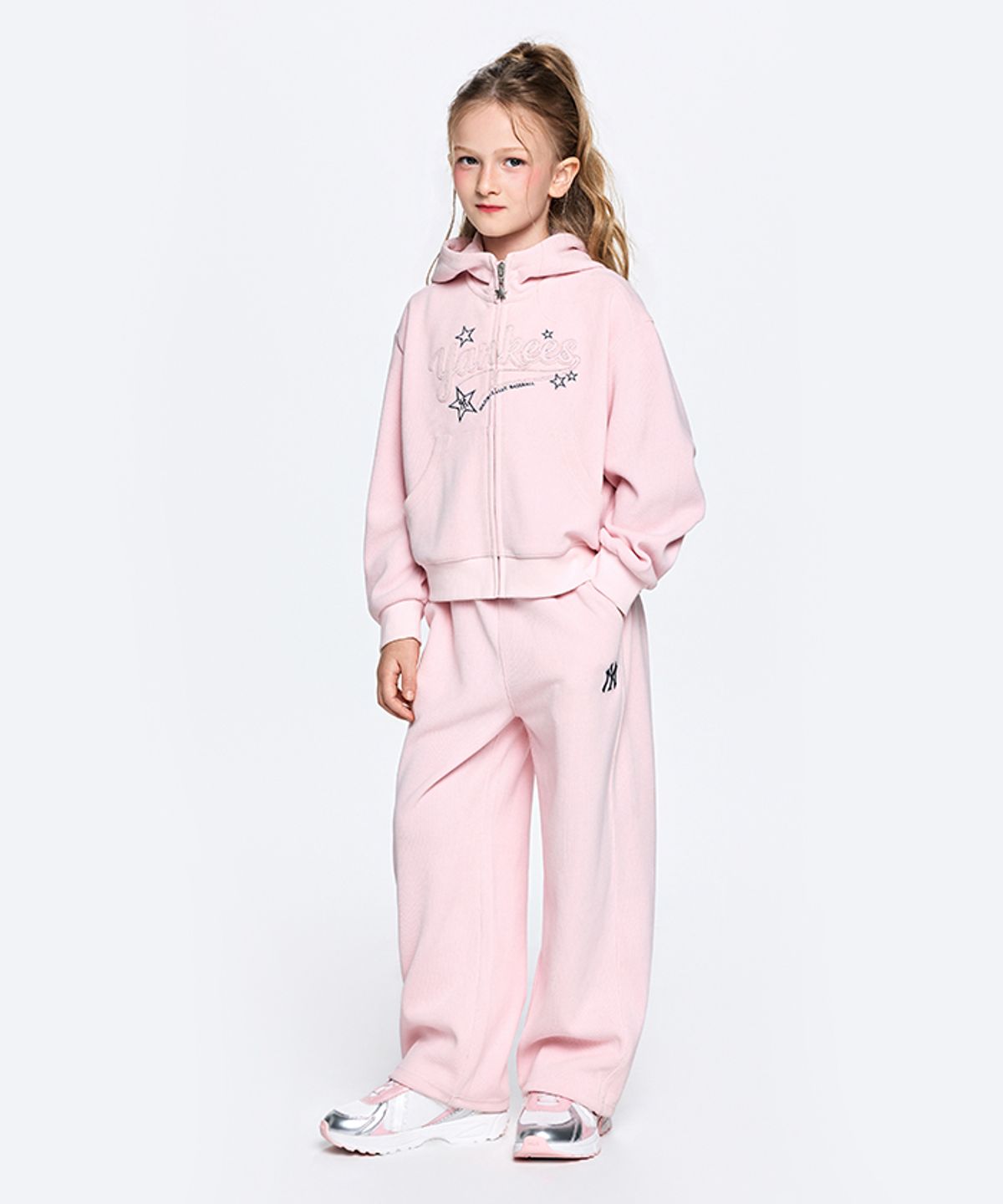 엠엘비 키즈(MLB KIDS) 스트릿 걸즈 후드집업 와이드팬츠 세트 NY (L.Pink)