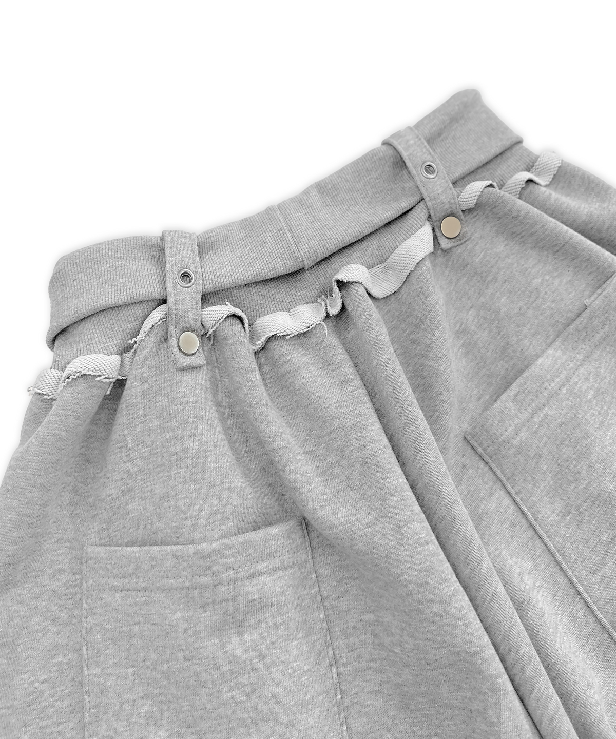 언유즈랩(UNUSEDLAB) 벨트 리벳 스웨트 팬츠 [그레이]