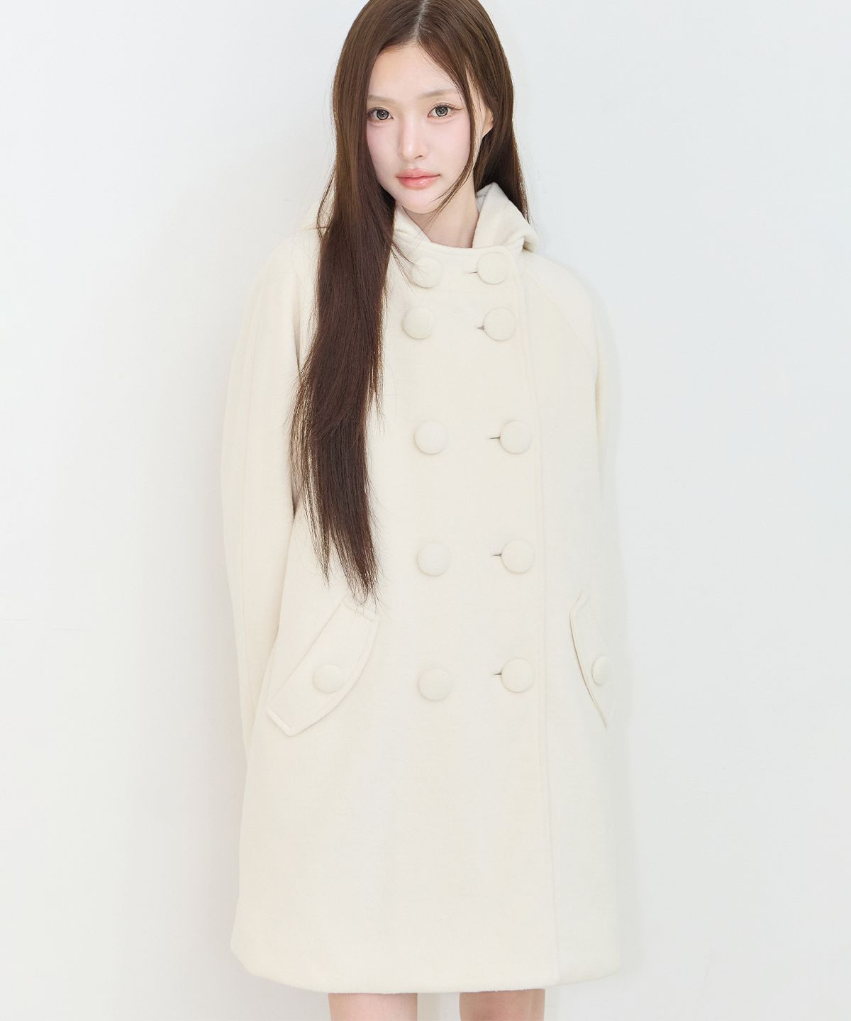 일리고(ILLIGO) 코지 후디 버튼 코트 아이보리