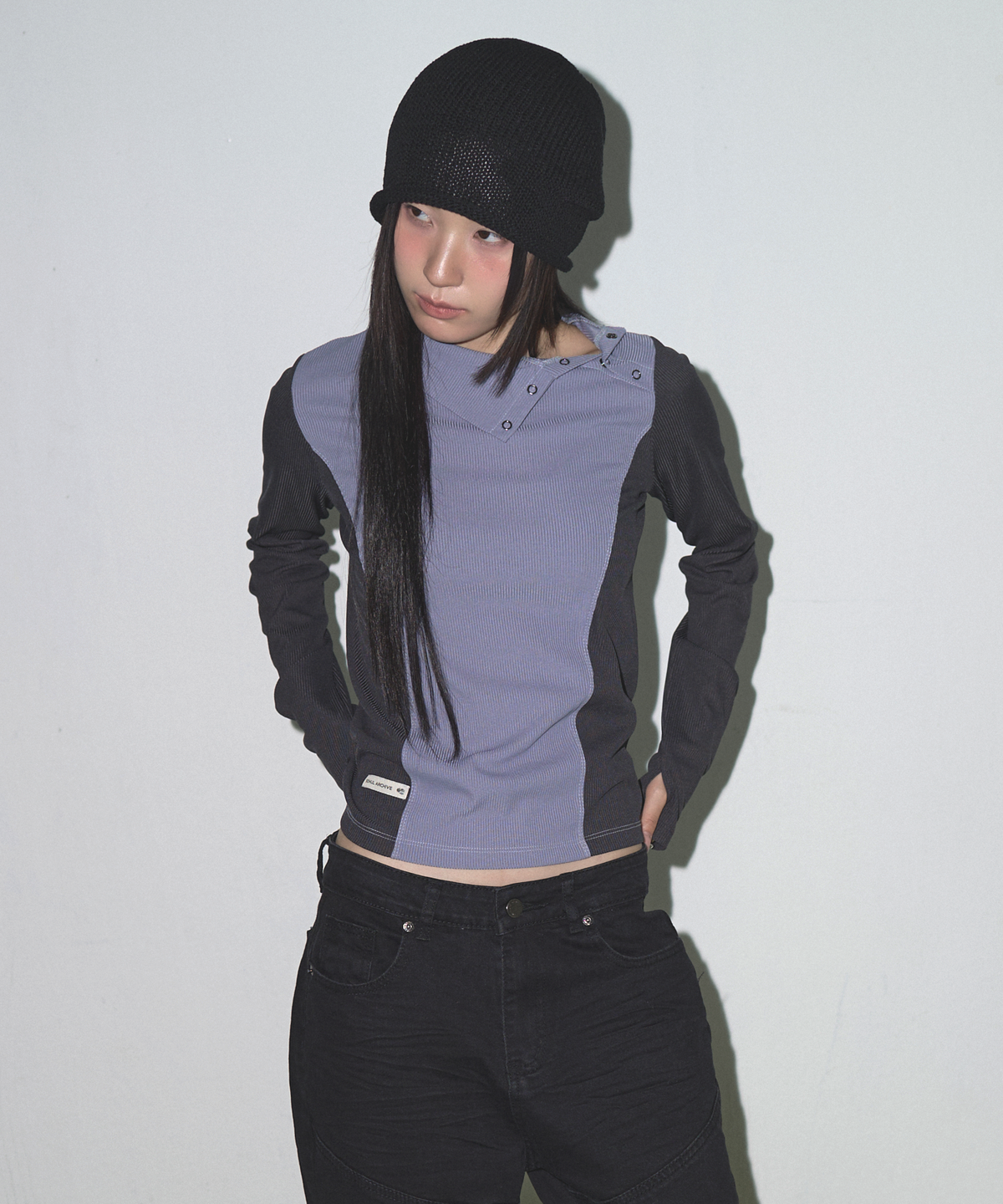 소흘(SOHUL) Side High Neck T (퍼플 블랙)