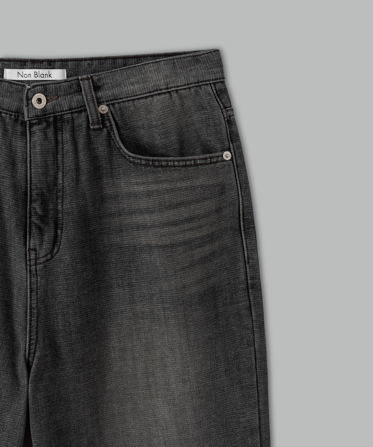 넌블랭크(NONBLANK) 루즈 스트레이트 인브러쉬 데님 팬츠_MUD GREY