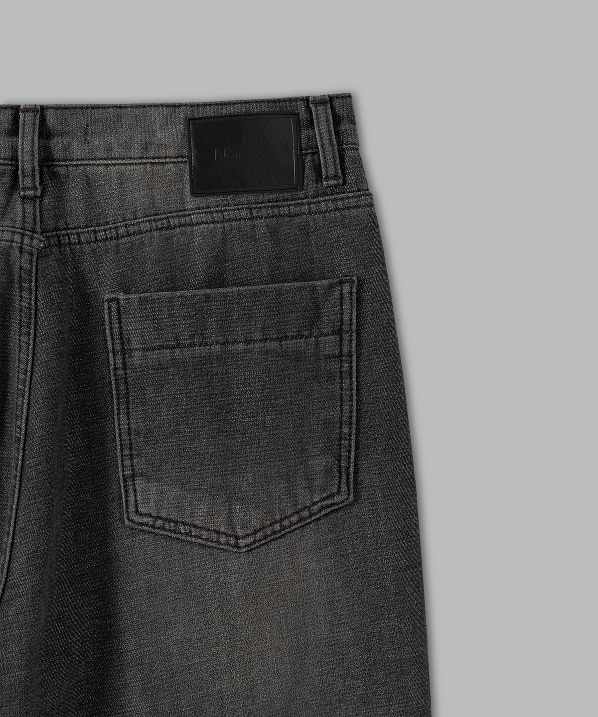 넌블랭크(NONBLANK) 루즈 스트레이트 인브러쉬 데님 팬츠_MUD GREY