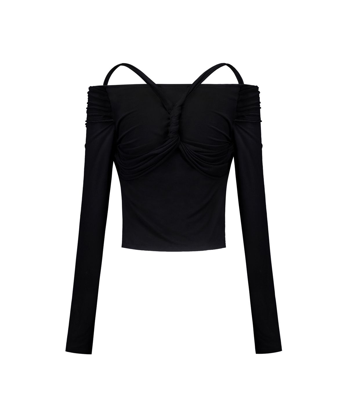 락케이크(ROCKCAKE) Twisted Off Shoulder Top - Black