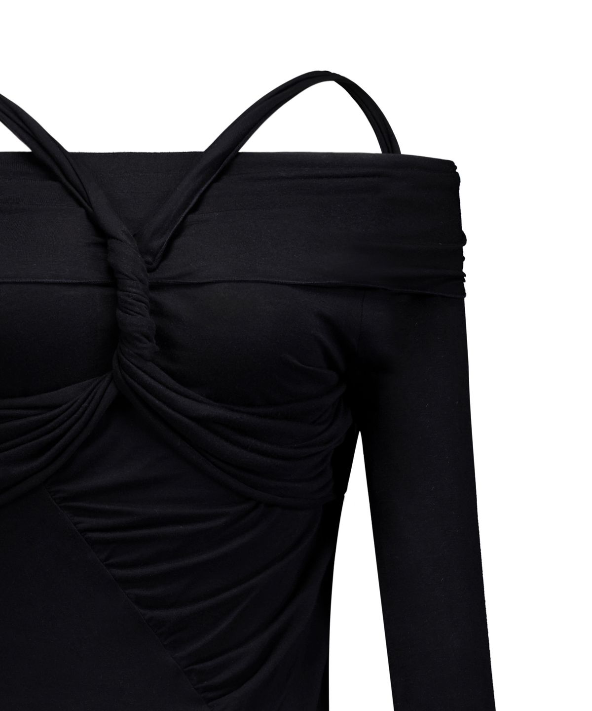 락케이크(ROCKCAKE) Twisted Off Shoulder Top - Black