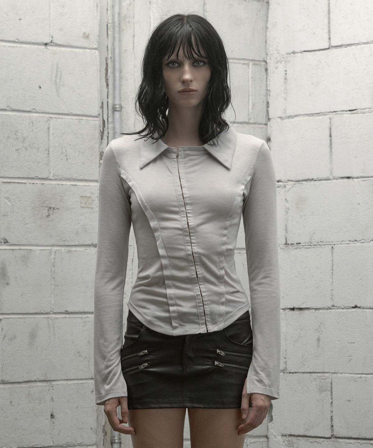 락케이크(ROCKCAKE) Hook Collar Shirt - Gray