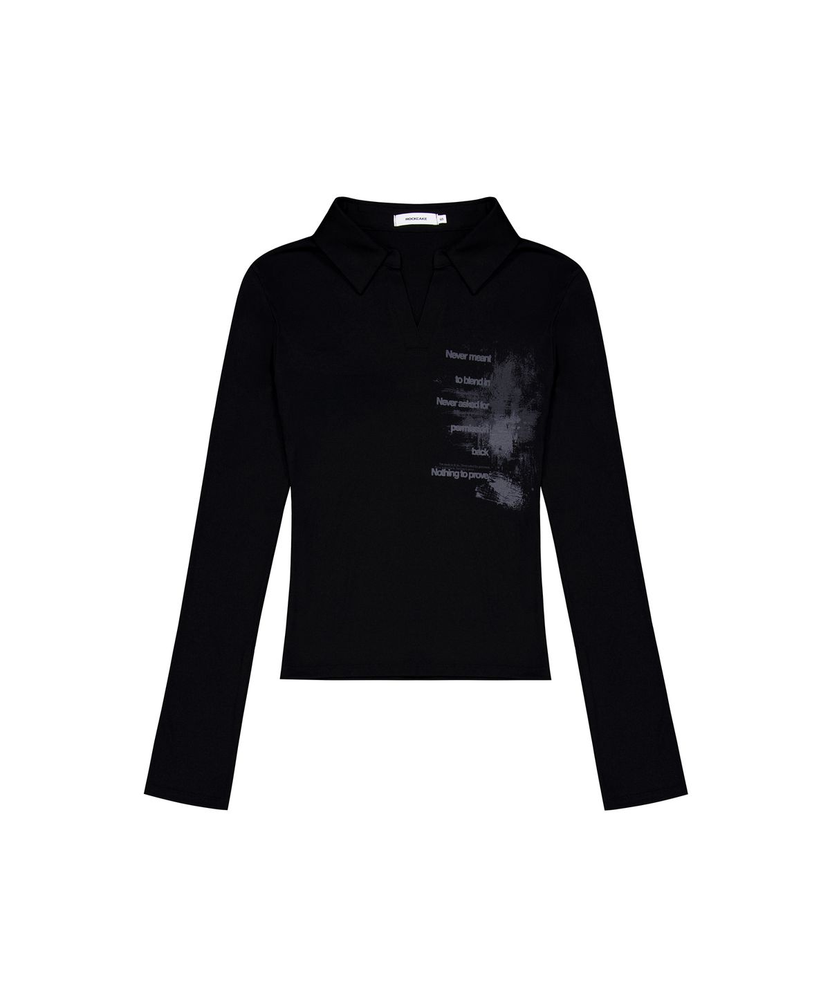 락케이크(ROCKCAKE) Collar V Neck Top - Black