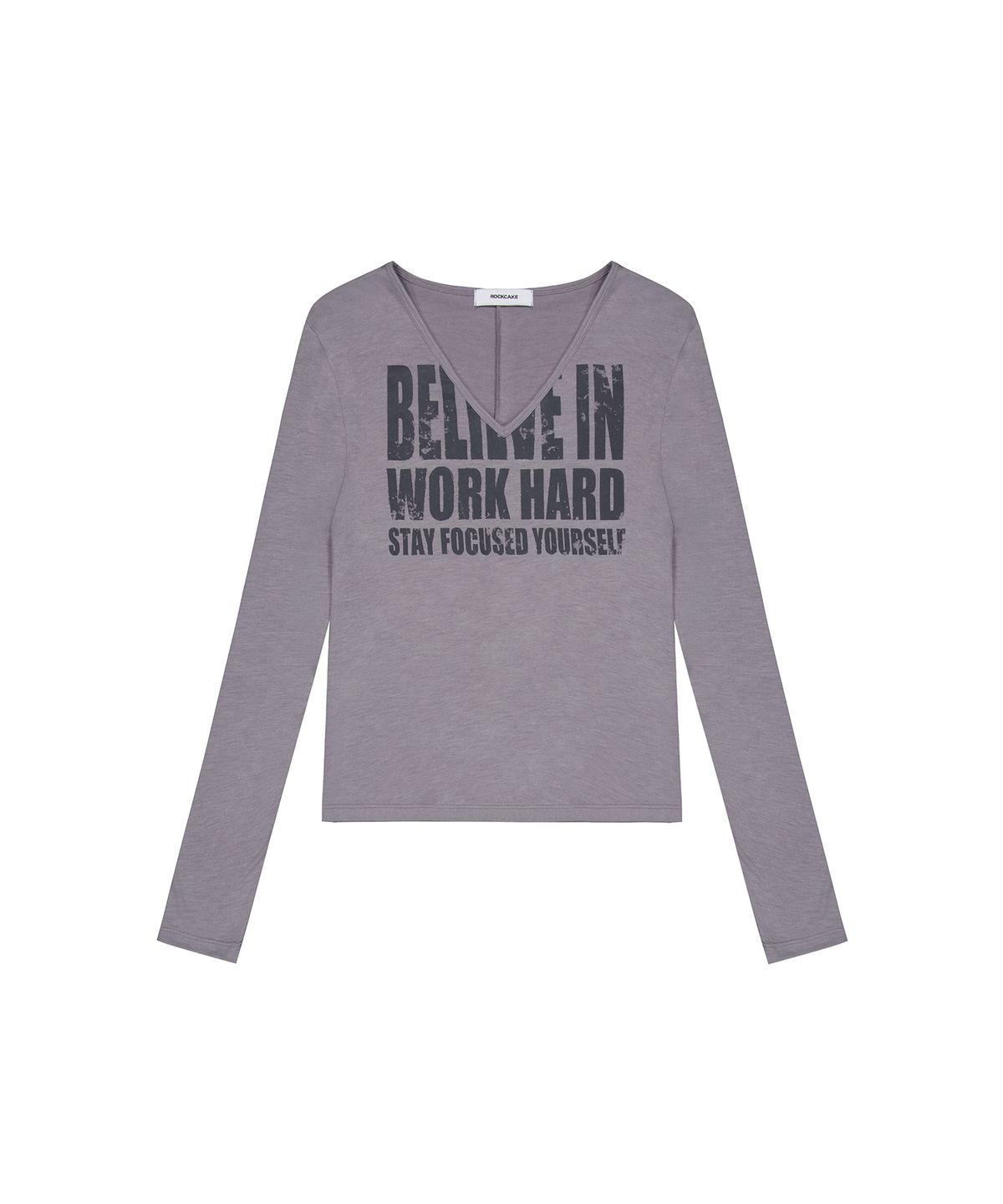 락케이크(ROCKCAKE) Believe V Neck Top - Charcoal Gray