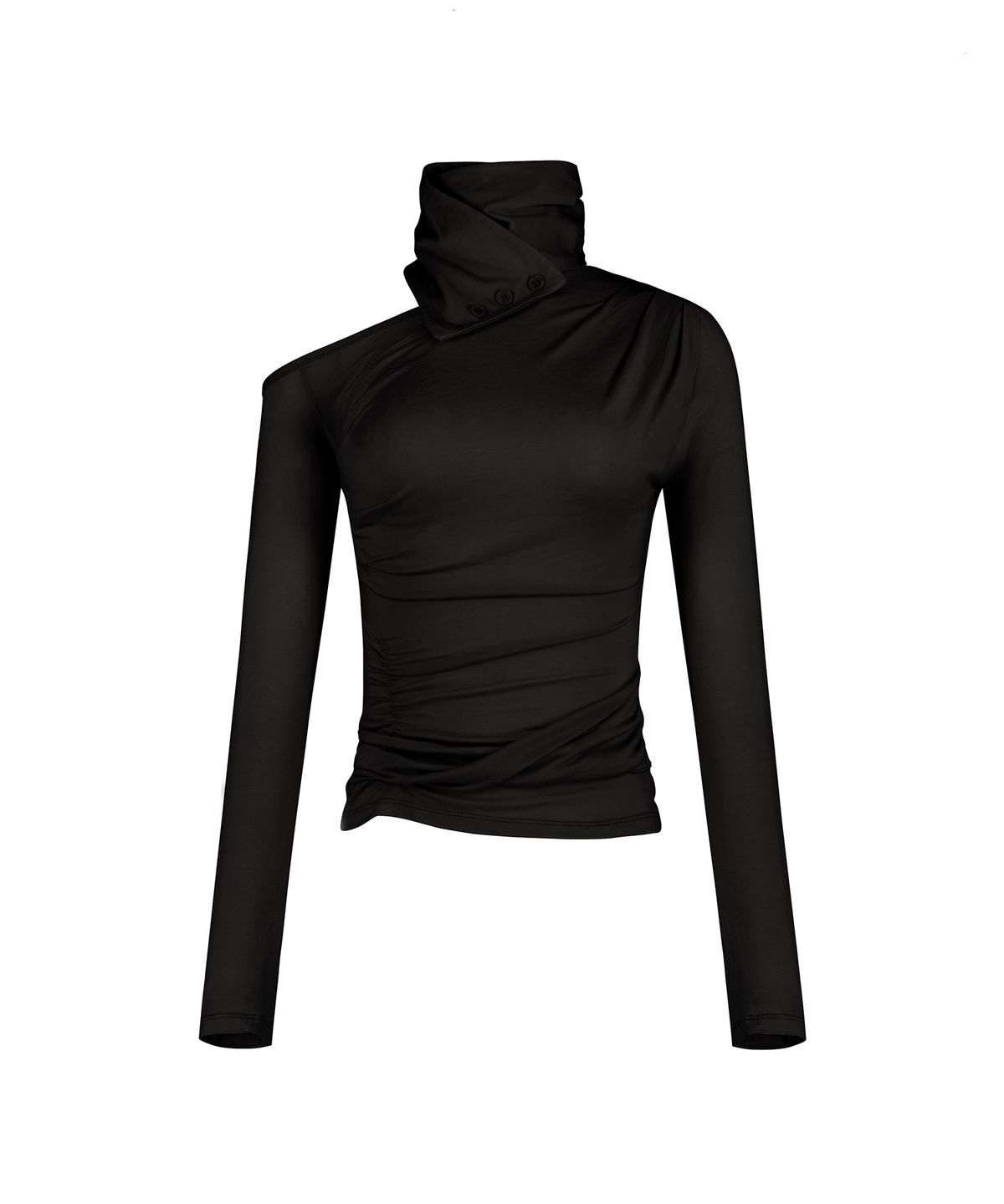 락케이크(ROCKCAKE) Scarf Drape Top - Black