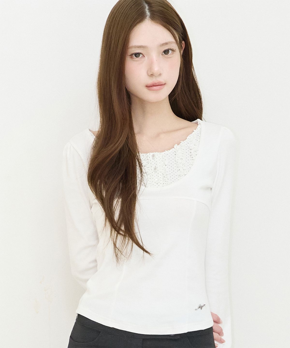 일리고(ILLIGO) 러플 레이어드 롱슬리브 도트