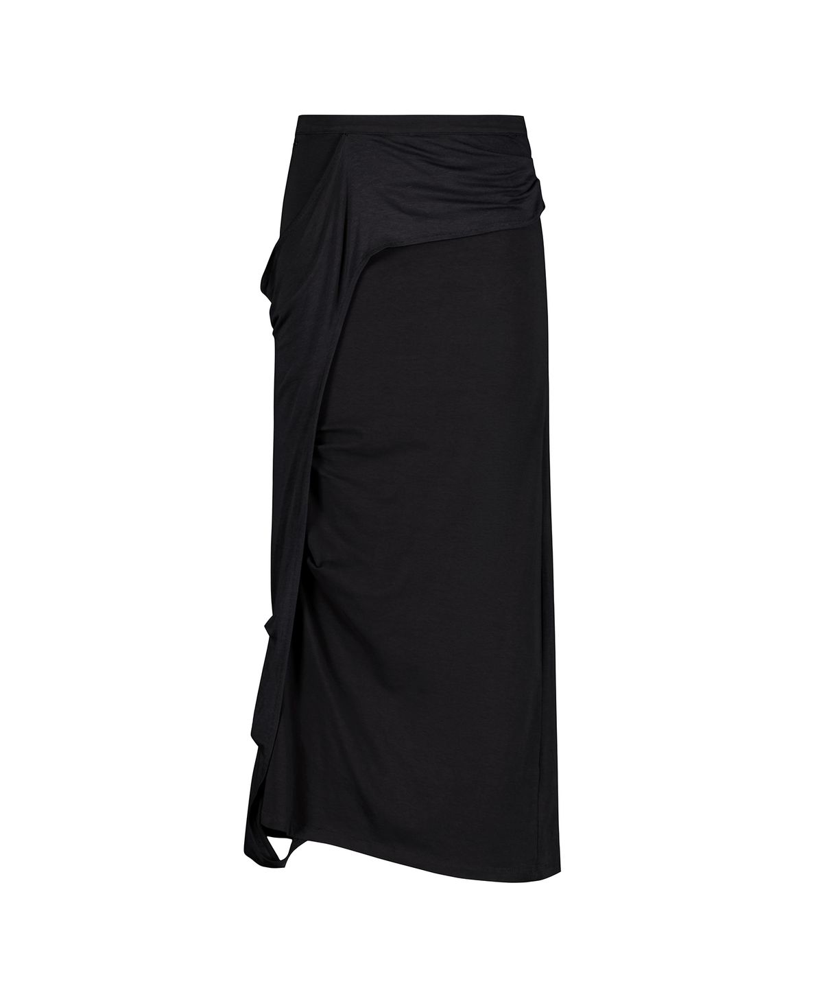 락케이크(ROCKCAKE) Draped Maxi Skirt - Black