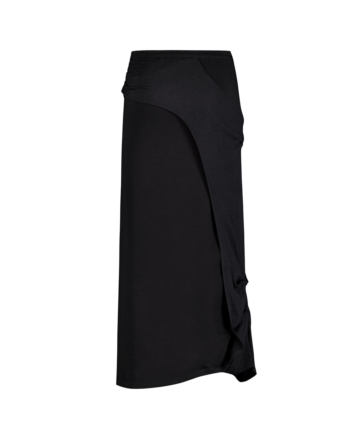 락케이크(ROCKCAKE) Draped Maxi Skirt - Black