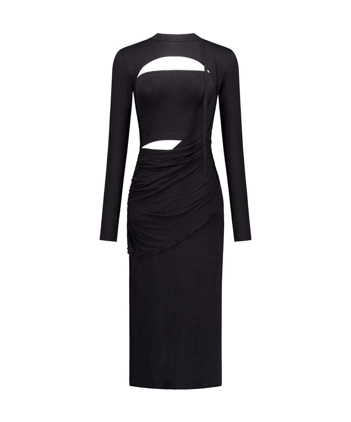 락케이크(ROCKCAKE) Cutout Draped Maxi Dress - Black