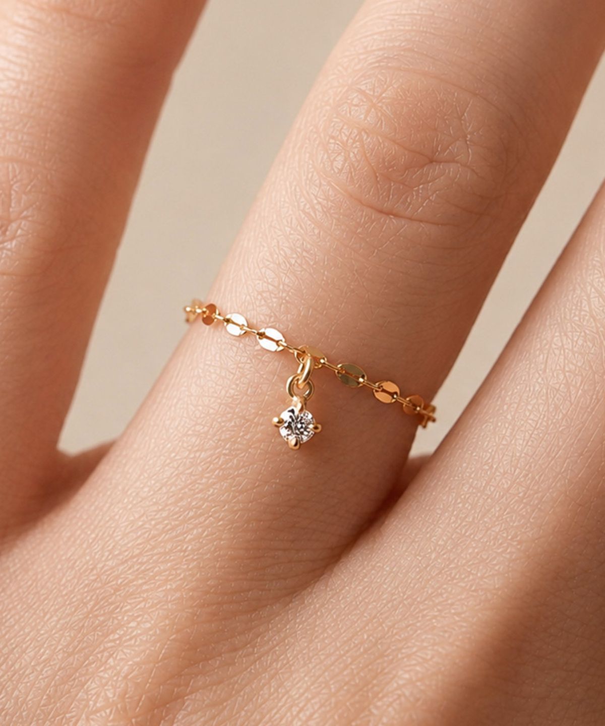 엘렌쥬얼리(HELENE JEWELRY) 14K 18K 랩 다이아몬드 타이니 아몬드 체인 금 반지