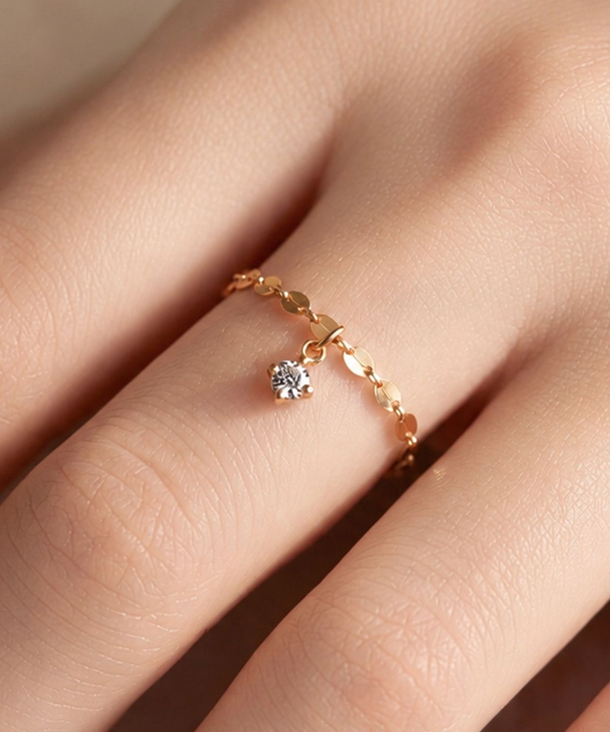엘렌쥬얼리(HELENE JEWELRY) 14K 18K 랩 다이아몬드 타이니 아몬드 체인 금 반지
