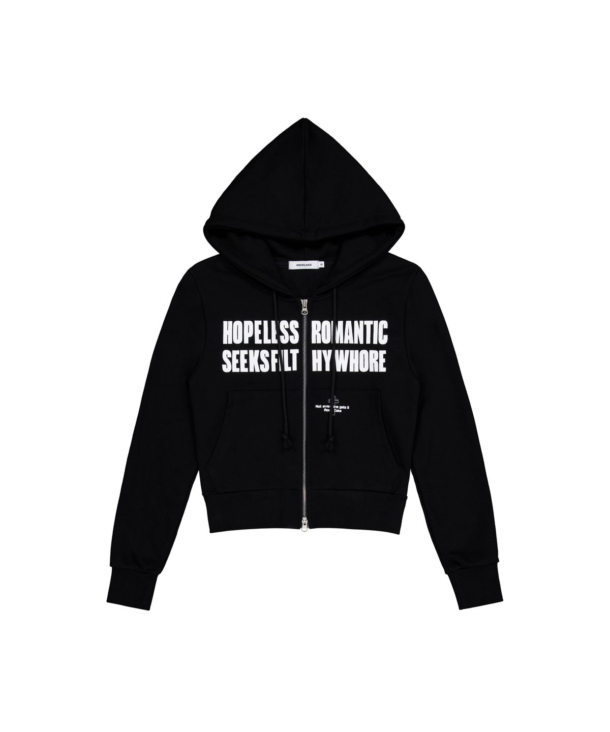 락케이크(ROCKCAKE) Romantic Graphic Zip Up Hoodie - Black