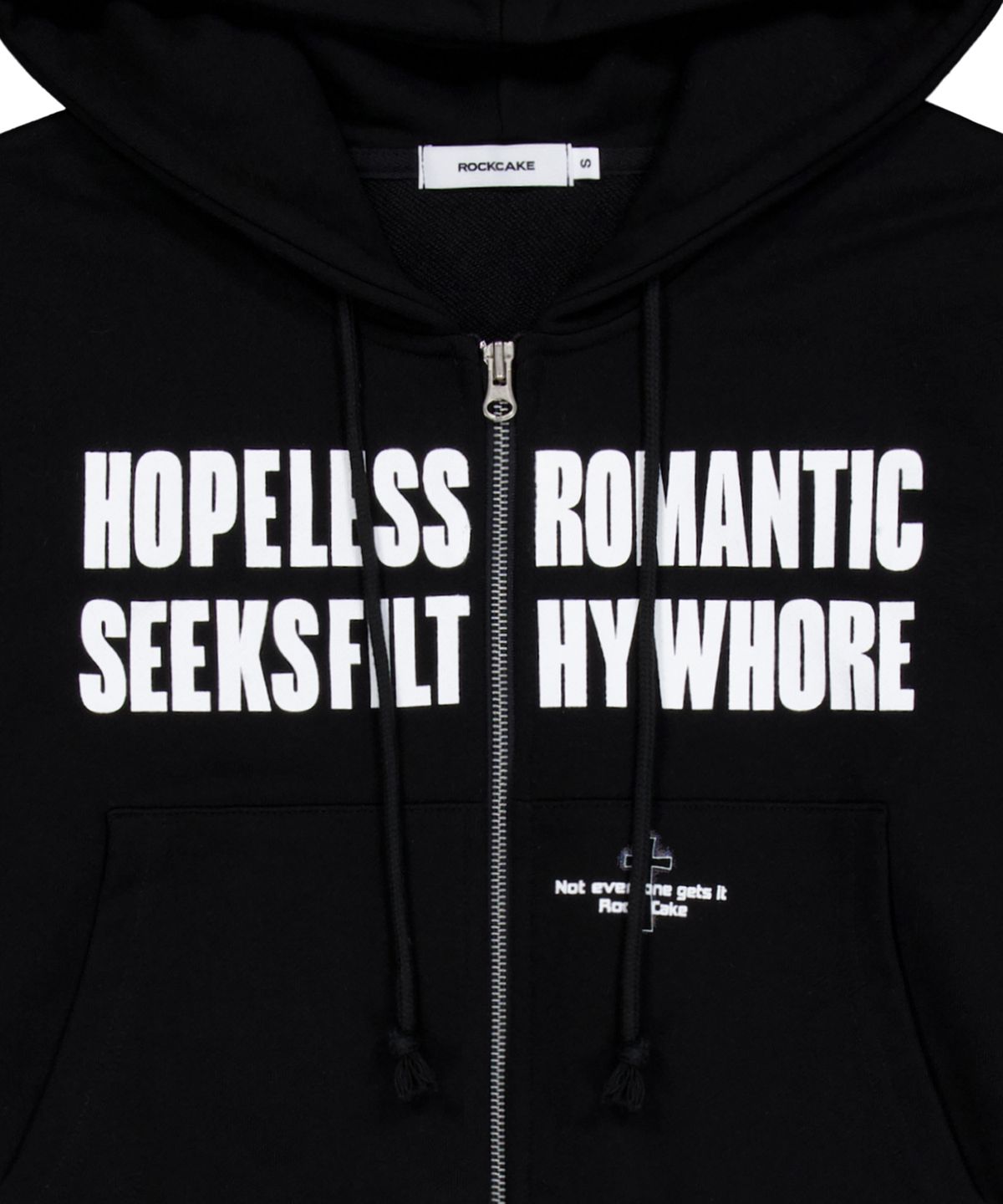 락케이크(ROCKCAKE) Romantic Graphic Zip Up Hoodie - Black