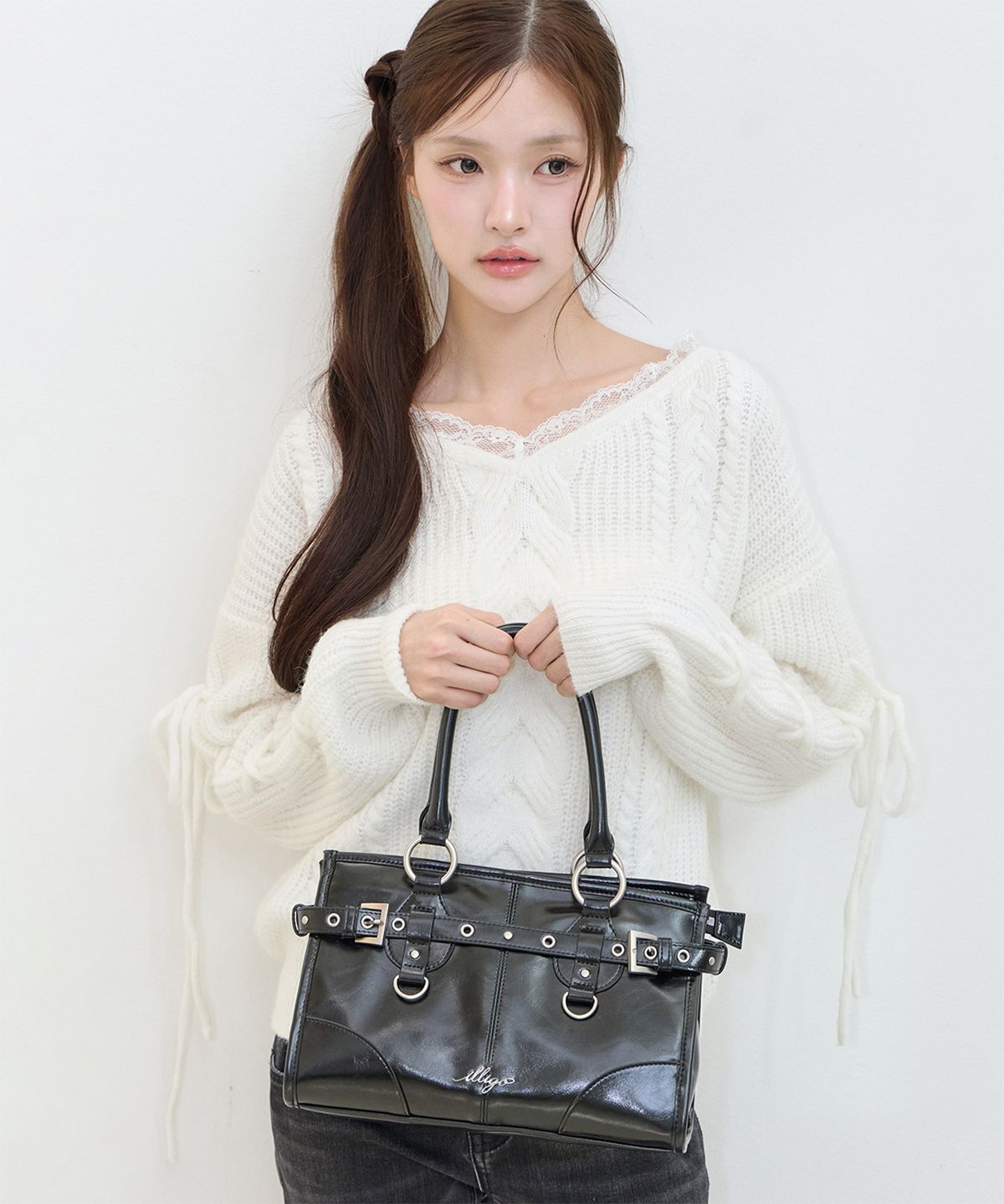일리고(ILLIGO) 오브 미니 숄더 백 블랙