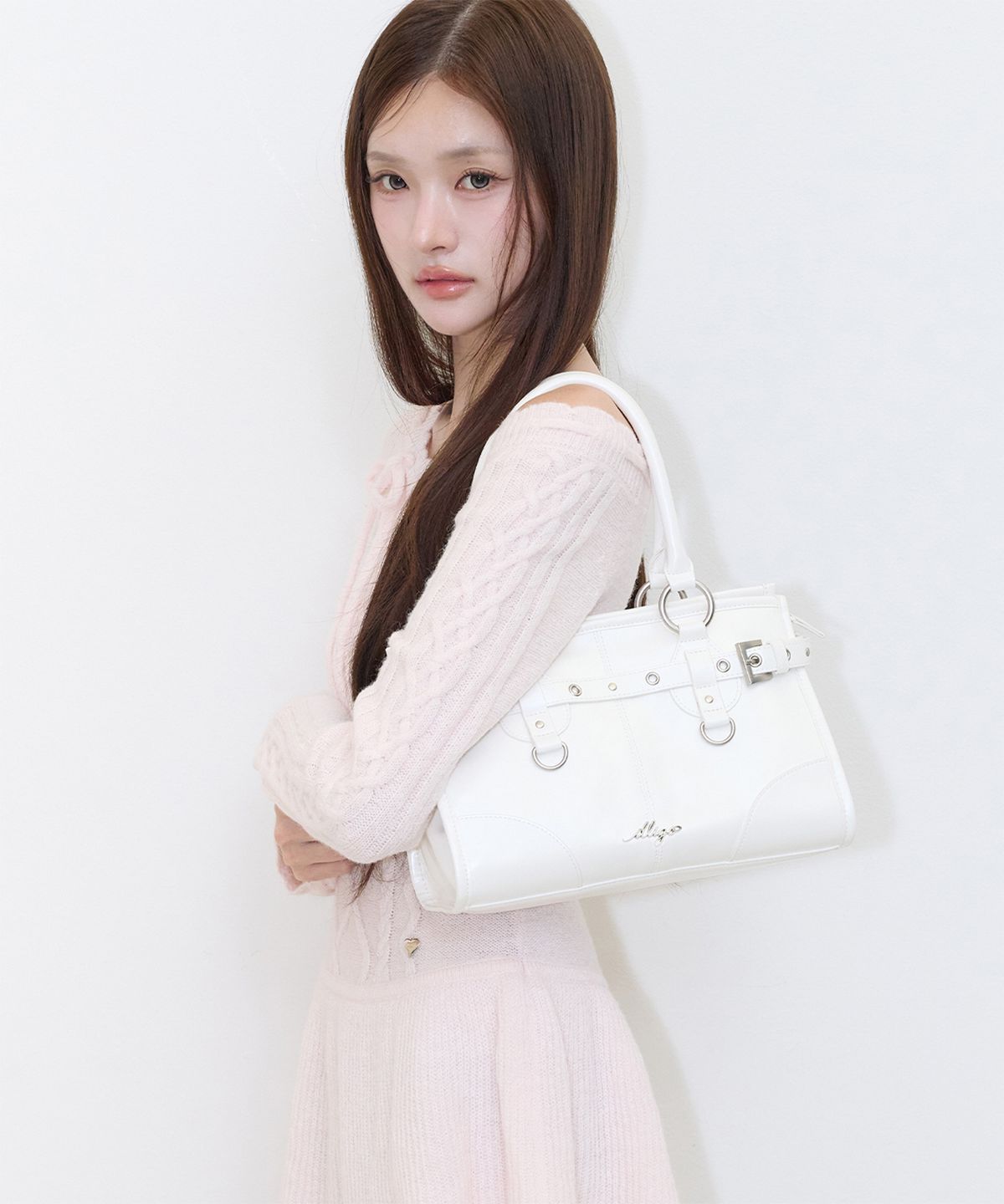일리고(ILLIGO) 오브 미니 숄더 백 화이트